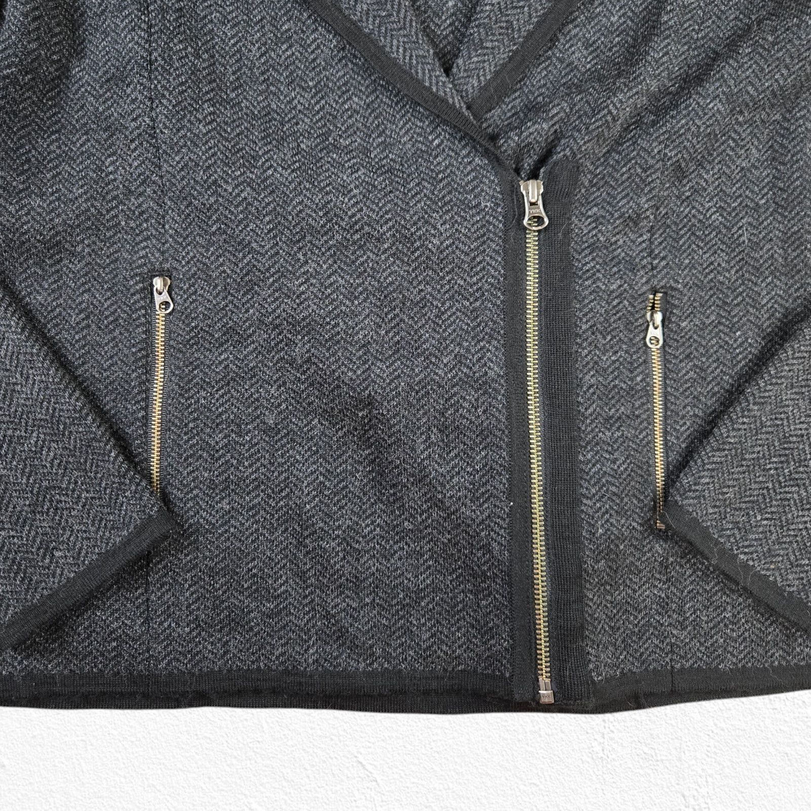 Other Tahari Gray Asymmetrical Zip Wool Moto Jacket Size Large Size L / US 10 / IT 46 - 5 Thumbnail