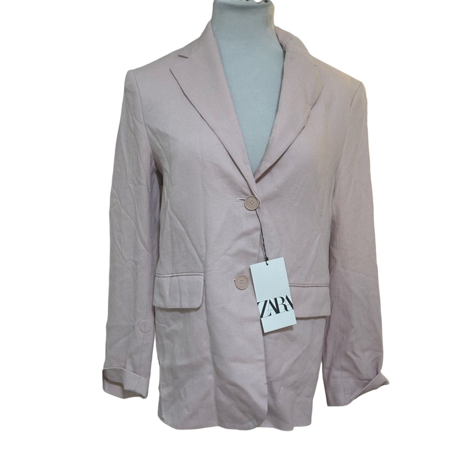 Zara Linen blend Gray With Pockets Light 2024 Coat