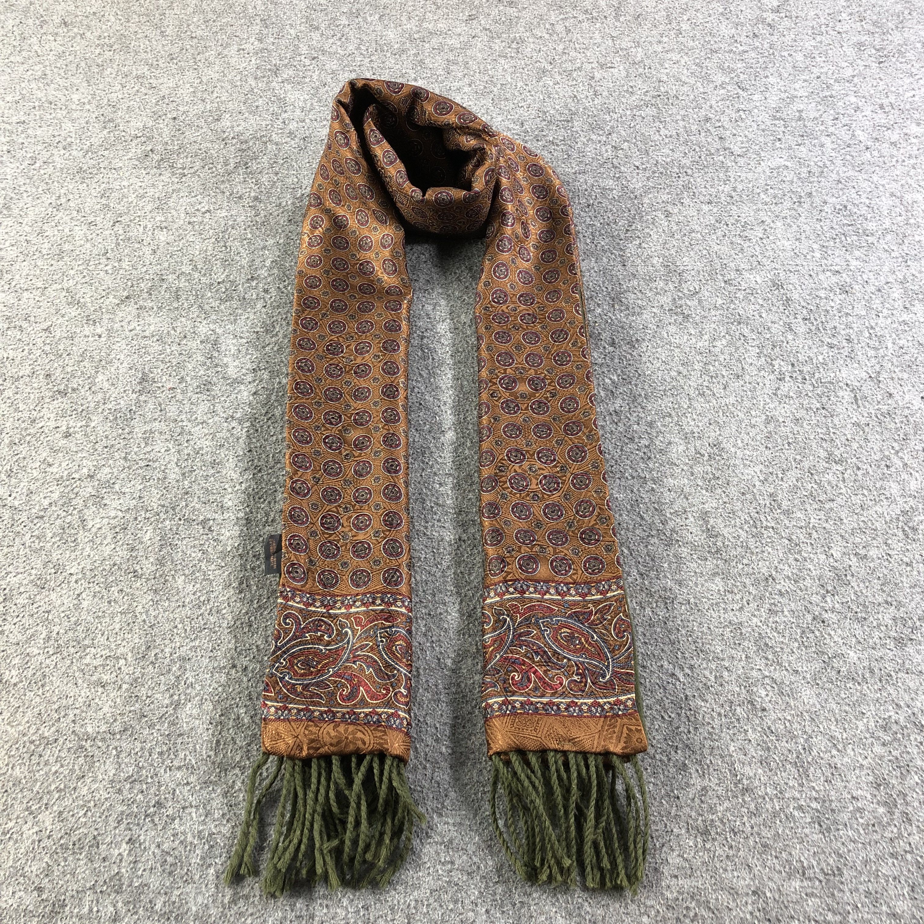 Vintage Luxury Paisley Silk Wool Scarf Muffler V1270 Size ONE SIZE - 1 Thumbnail