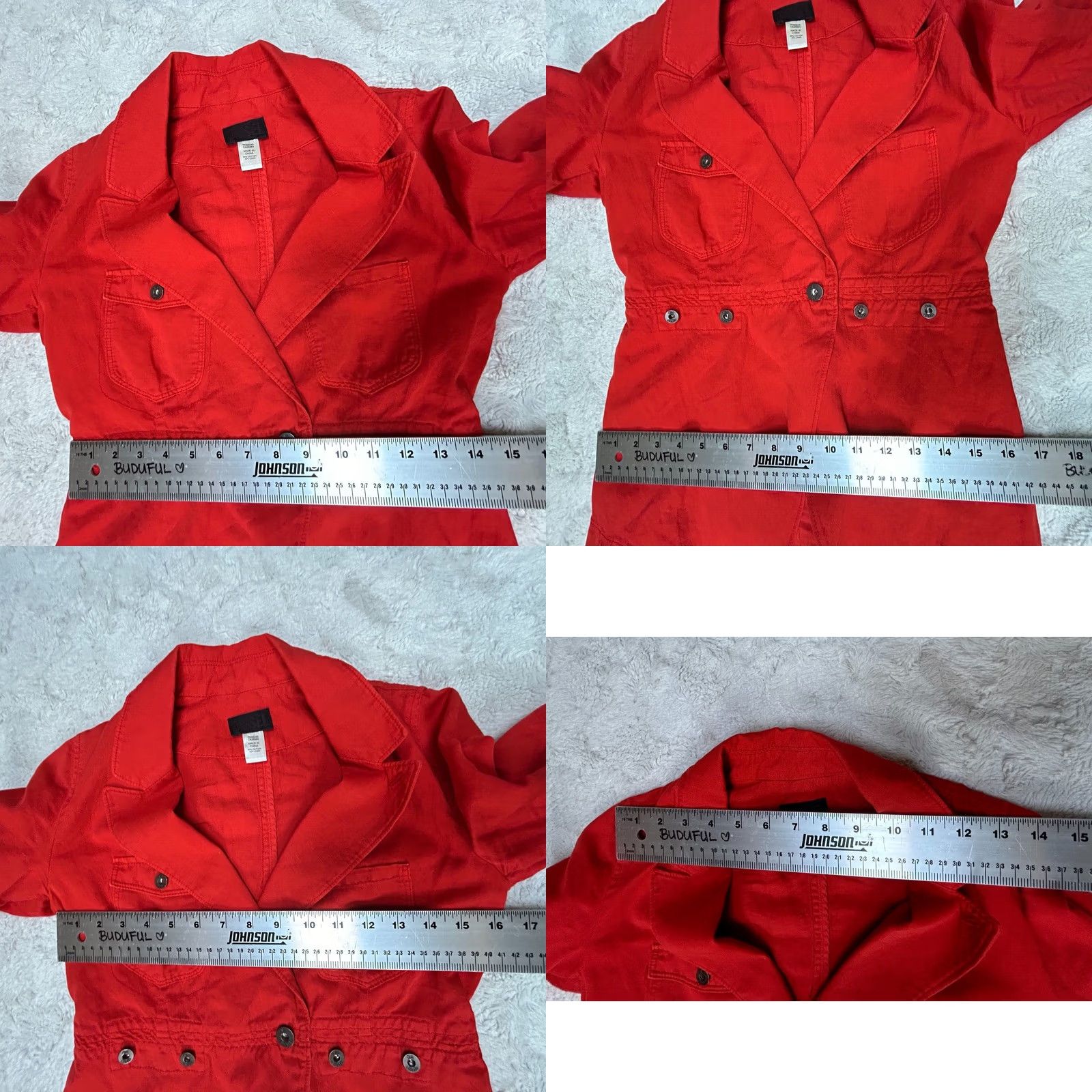 Diesel Diesel Jacket Blazer G-Bott Red Lightweight Notch Collar Linen Blend XXS Women Jacket Blazer, Regular Fit, Long Sleeve, Casual, Vintage: No Size XXS / US 00 / IT 34 - 8 Thumbnail