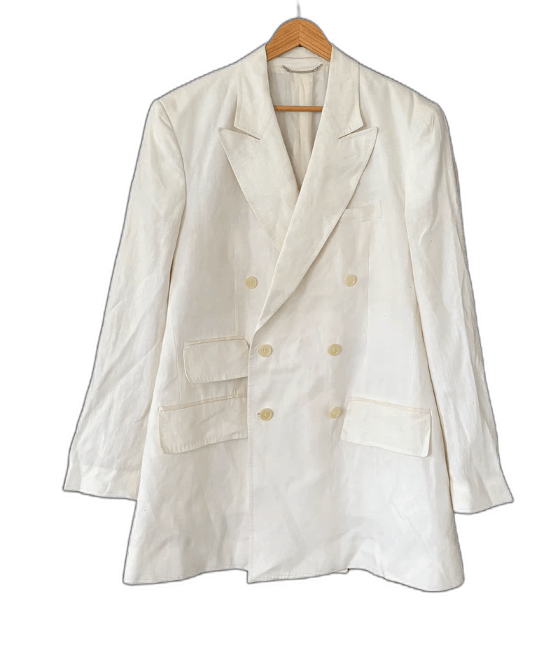 Dolce & Gabbana White Linen Double Breasted Suit Jacket Size M / US 6-8 / IT 42-44 - 1 Thumbnail