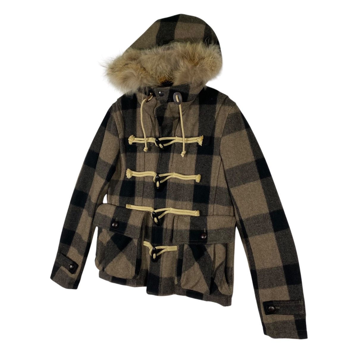 Japanese Brand × Vintage Vintage Halb Faux Fur Hoodie Wool Jacket Button M Size Size US M / EU 48-50 / 2 - 3 Thumbnail