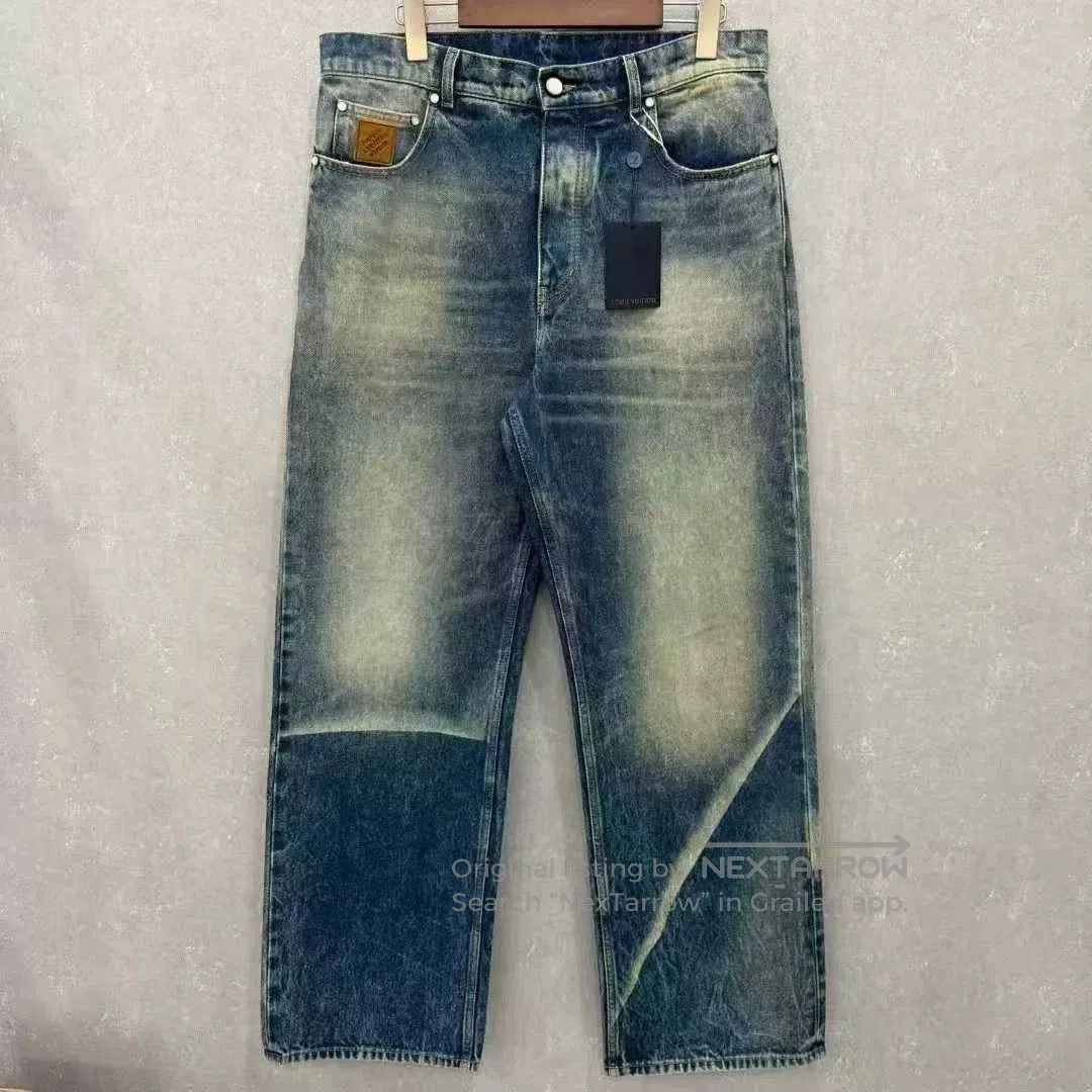 Louis Vuitton Louis Vuitton Wash Leather Logo Denim Pants. Size US 33 - 1 Thumbnail