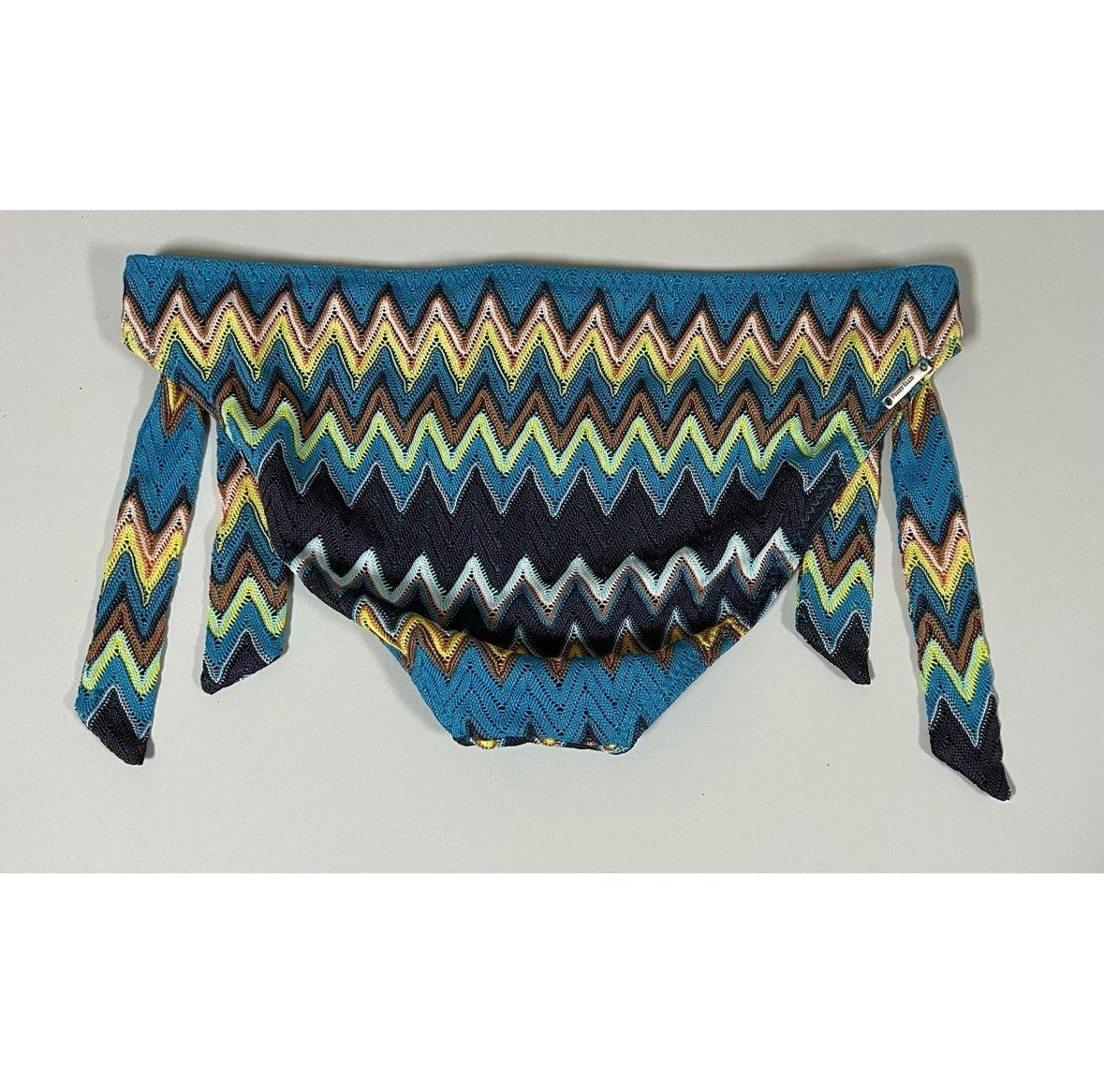 Perry Ellis Blue Zigzag Bikini Bottoms Swimwear Bathing Suit Size M 🤎✨ Size 28" / US 6 / IT 42 - 4 Thumbnail