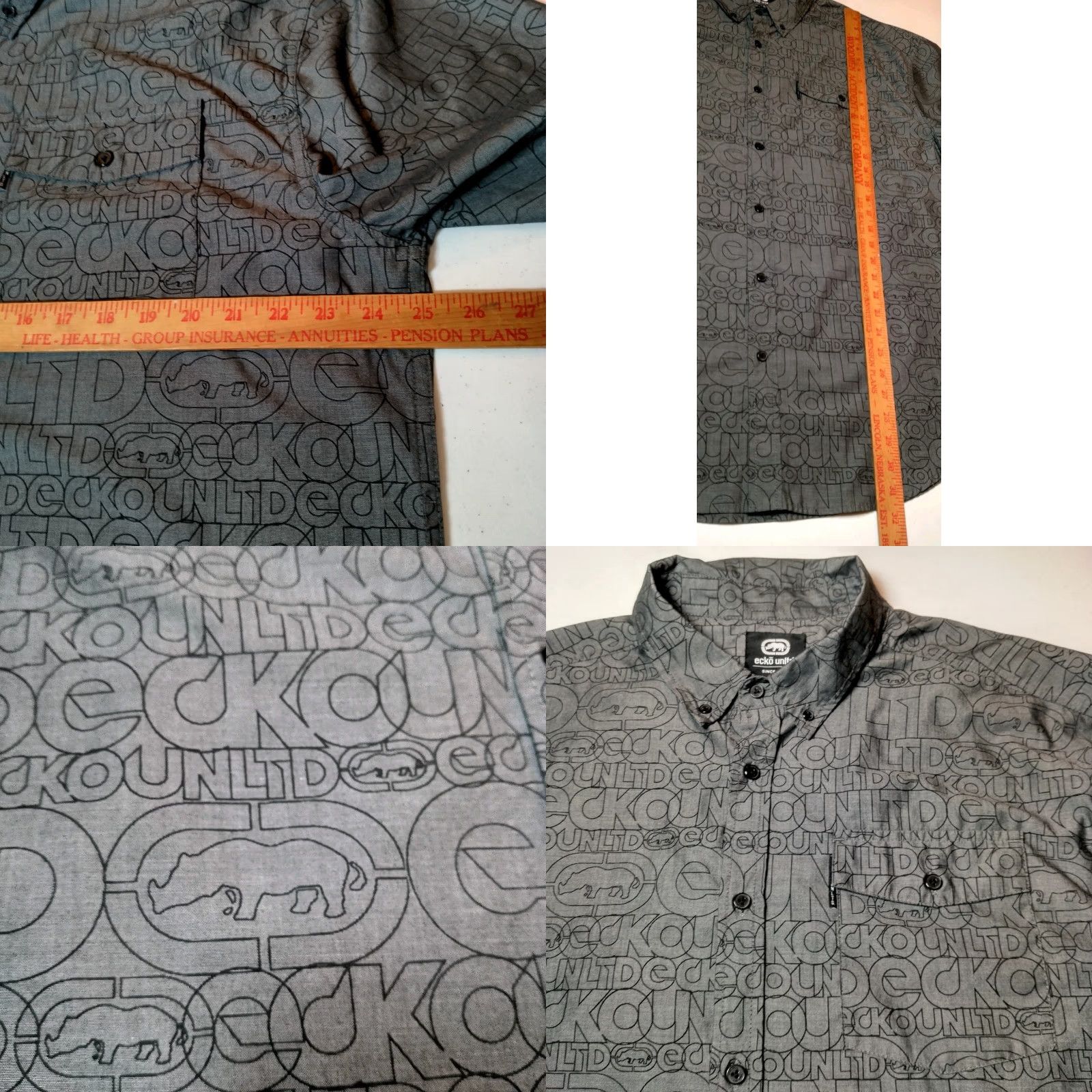 Ecko Unltd. VINTAGE Ecko Unltd Shirt 2XL Gray All Over Print Logo Spellout Streetwear Men T-Shirt Size US XXL / EU 58 / 5 - 8 Thumbnail