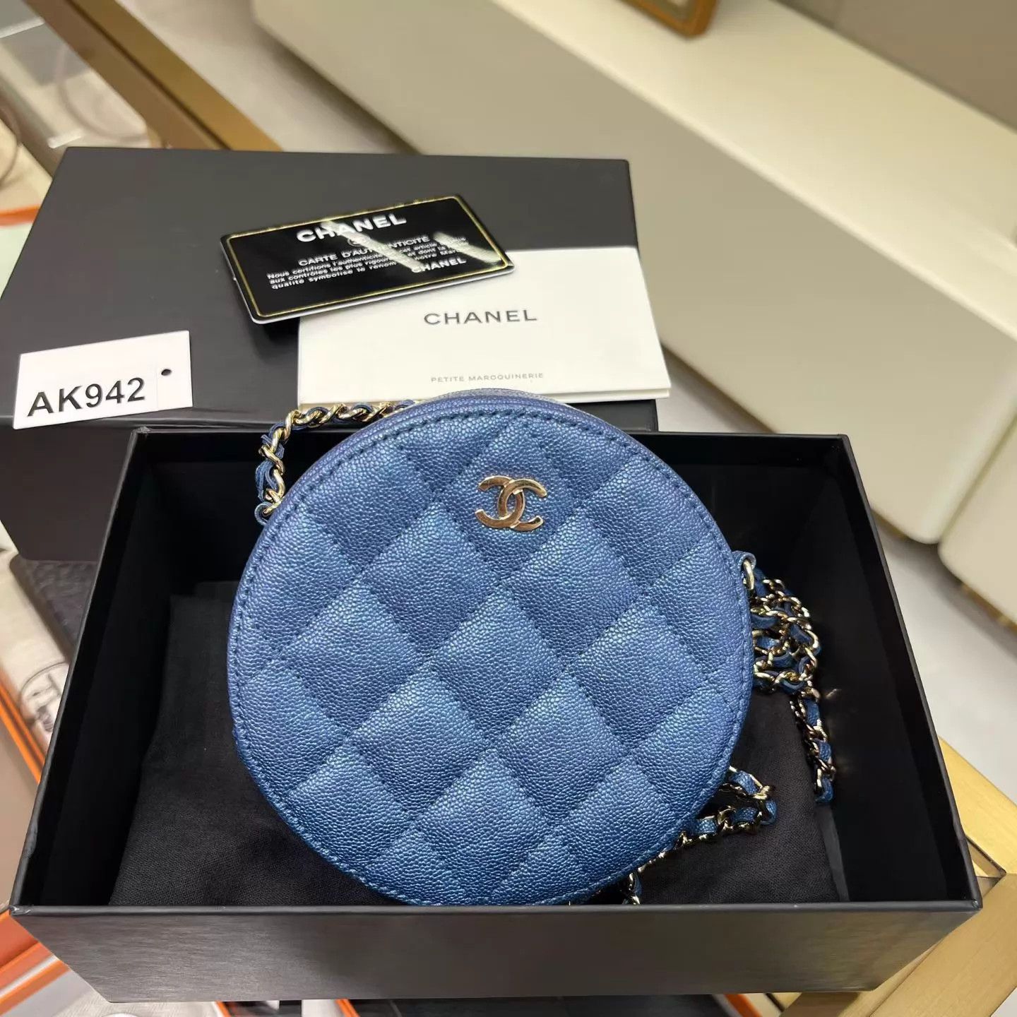Chanel Chanel 19 Bag Blue Gold Caviar Chain 12x12x5cm Like New Size ONE SIZE - 1 Thumbnail
