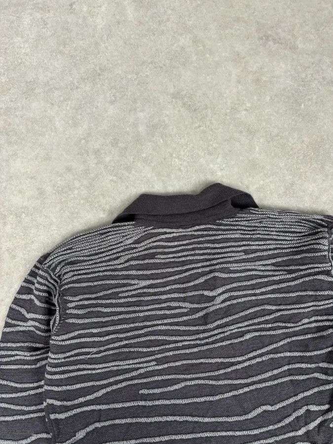 Armani Collezioni 2000s Armani Collezioni Grey Savage V Neck Polo Longsleeves Size US M / EU 48-50 / 2 - 7 Thumbnail