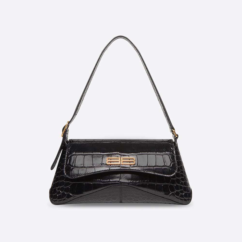 image of Balenciaga O1In1G1223 Xx Small Flap Bag Crocodile Embossed In Black, Women's