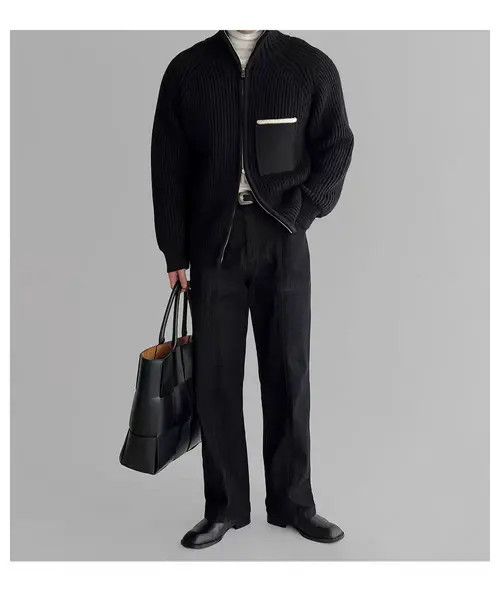 Japanese Brand Vintage Black Double Zipper Knit Stand-Up XL Jacket Coat Size US XL / EU 56 / 4 - 2 Thumbnail