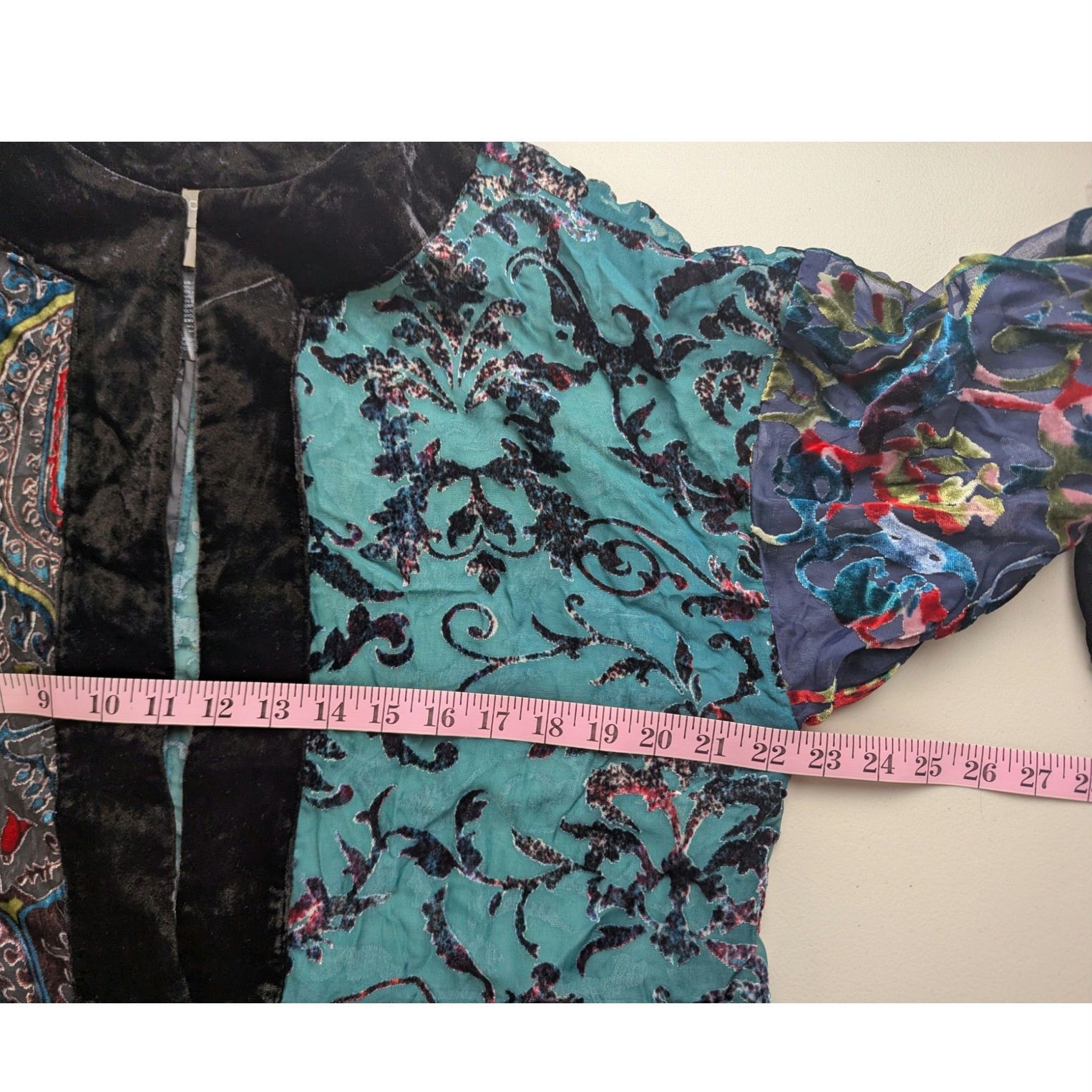 Chicos Velvet Burnout Jacket Multicolor Pattern Witchy Whimsigoth Size S / US 4 / IT 40 - 7 Thumbnail