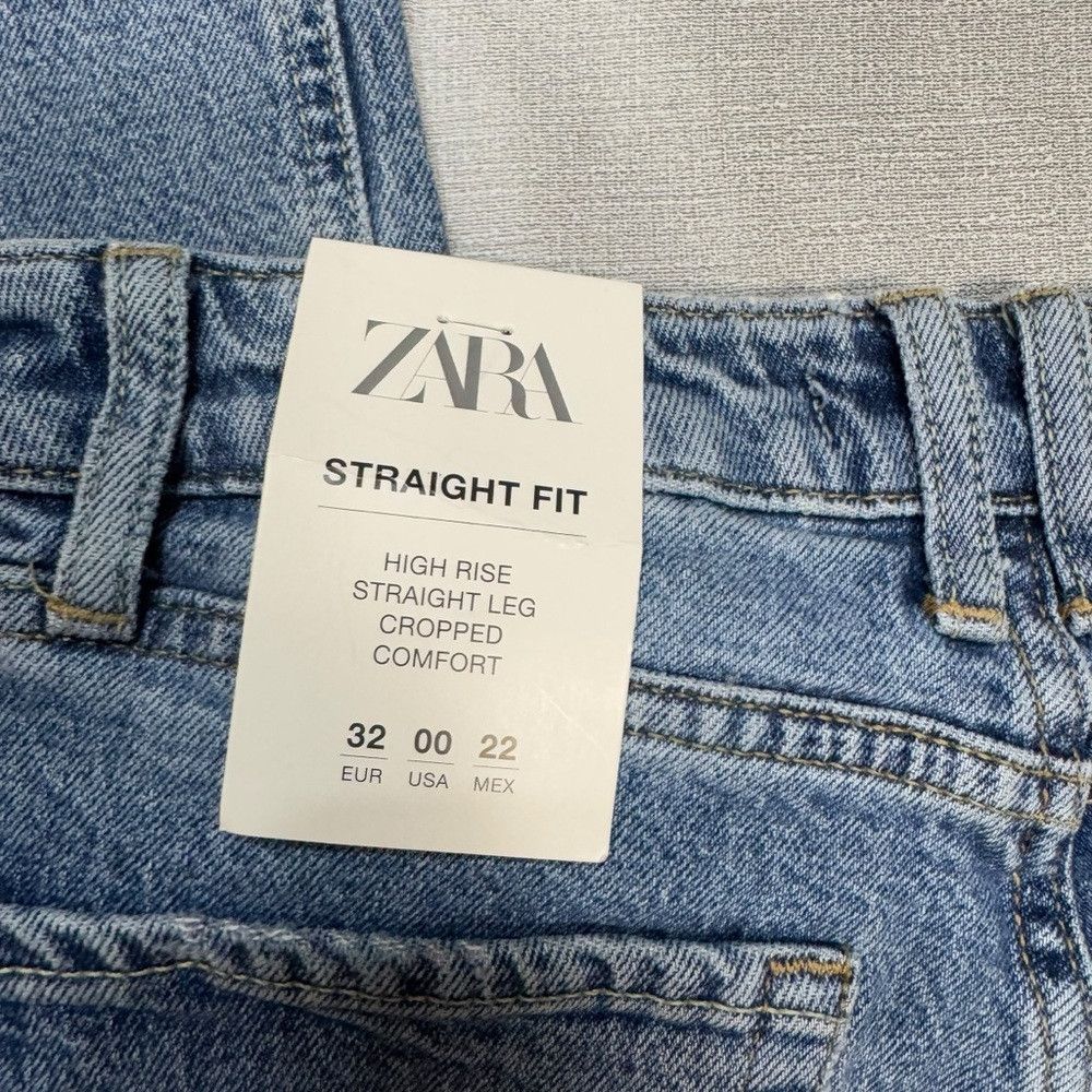 Zara NWT New Zara High Waist Cropped Straight Jeans Size 0 Size 25" / US 0 / IT 36 - 6 Thumbnail