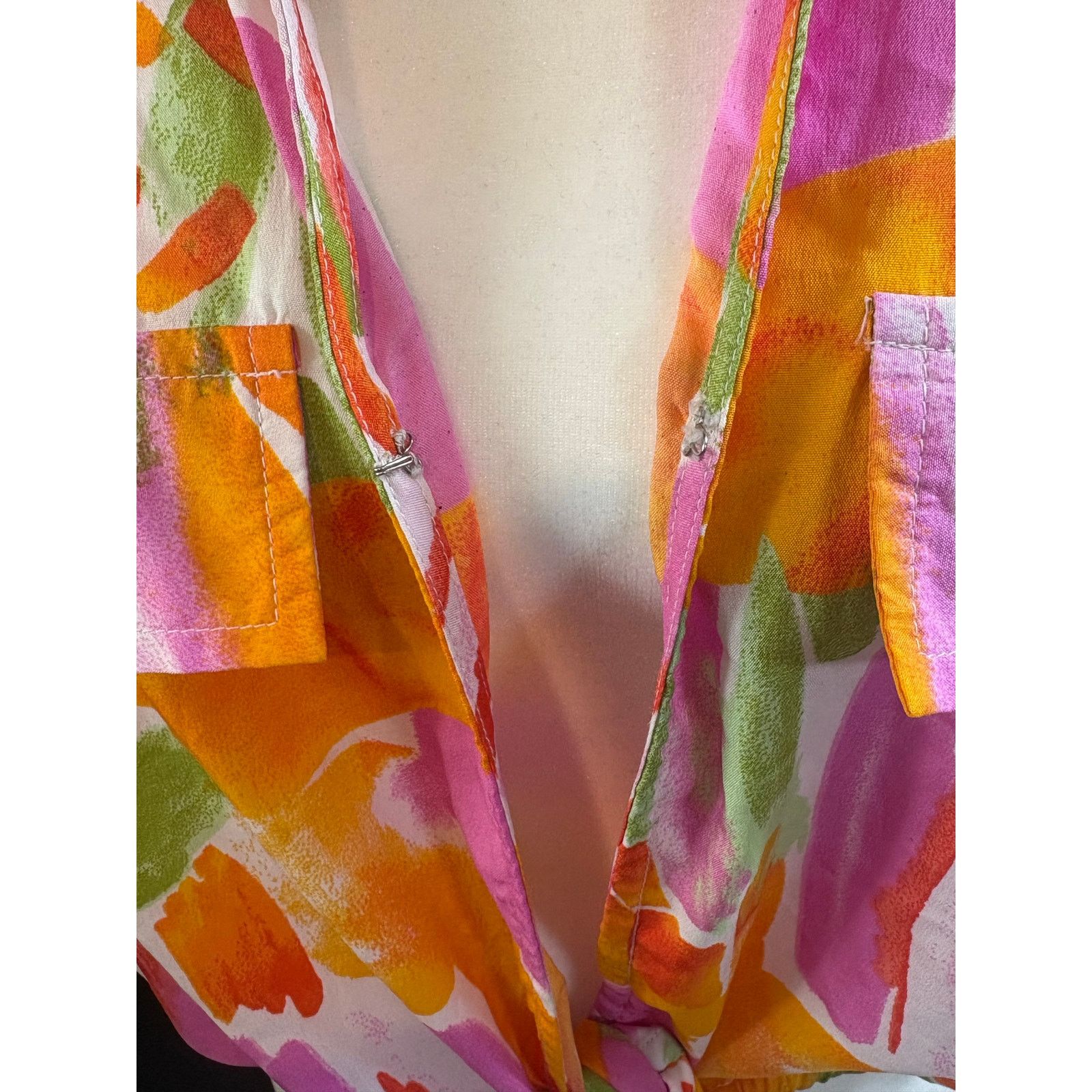 Other Thread Story Multicolor Abstract Tie Front Crop Blouse #0510 Size XL / US 12-14 / IT 48-50 - 3 Thumbnail