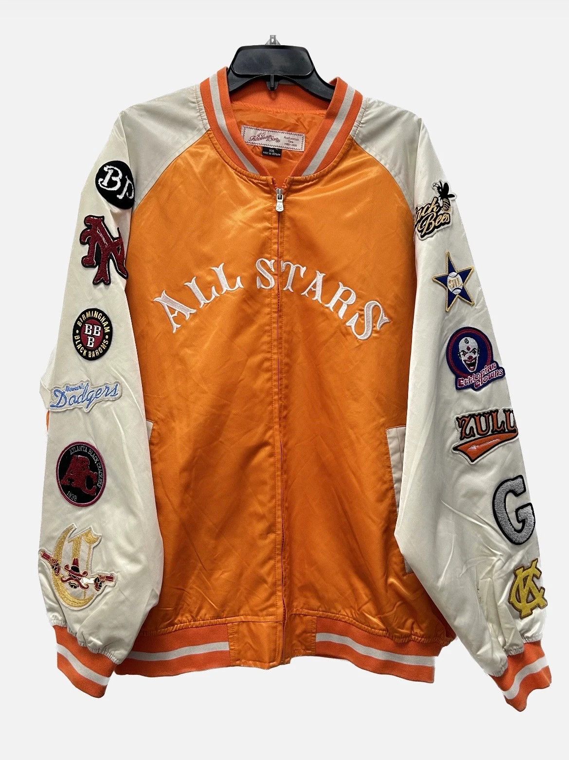 image of All Stars: Negro League Patch-Bomber Jacket in Orange, Men's (Size 2XL)