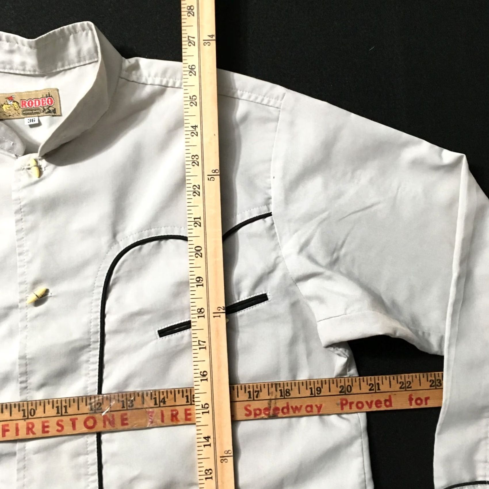 Vintage VINTAGE Rodeo Shirt Gray Beige Cowboy Western 36 Men Button-Up Long Sleeve Cotton Blend Canvas Cowboy Theme 90s? Size US M / EU 48-50 / 2 - 5 Thumbnail