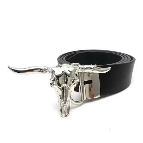 Other Silver Longhorn Cow Head Skull Belt Size ONE SIZE - 2 Thumbnail