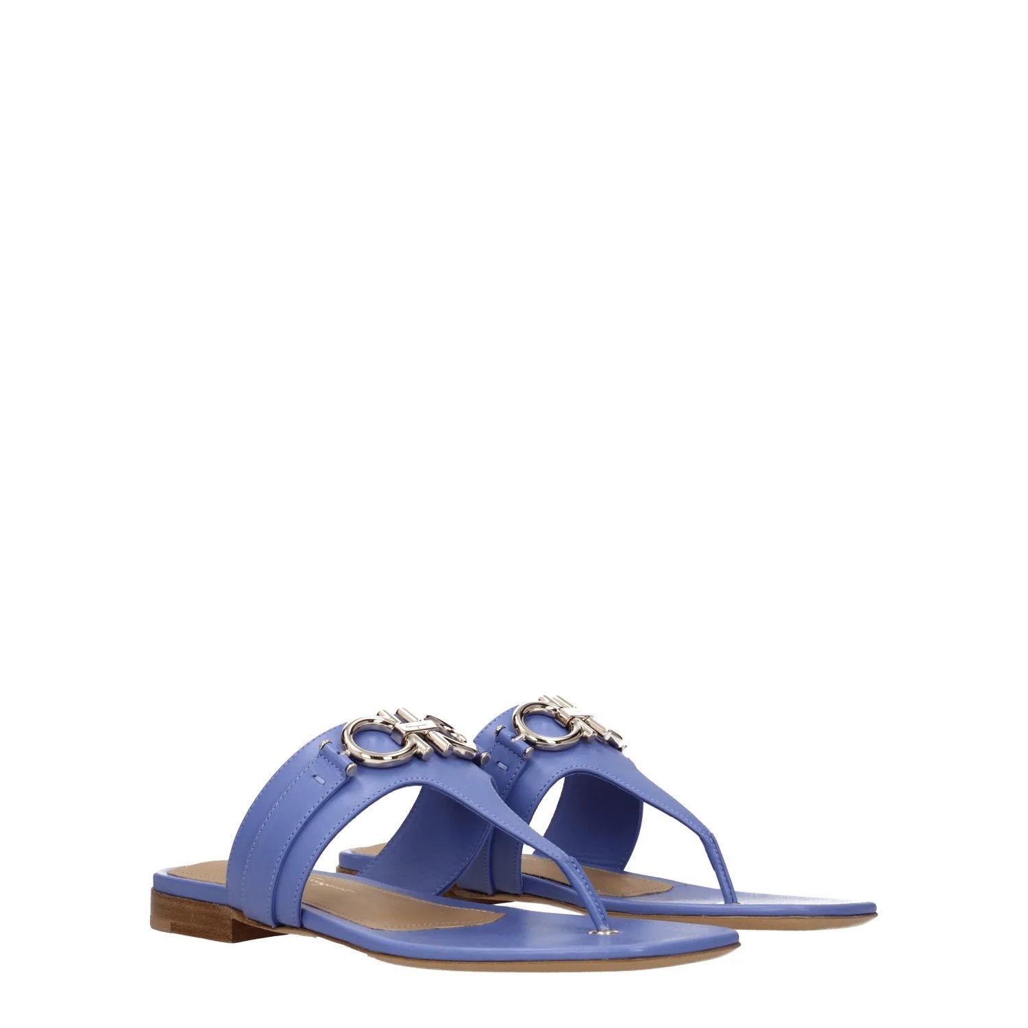 Salvatore Ferragamo ob1o1e1224 Leather Flip Flops in Violet Size US 8 / IT 38 - 2 Thumbnail