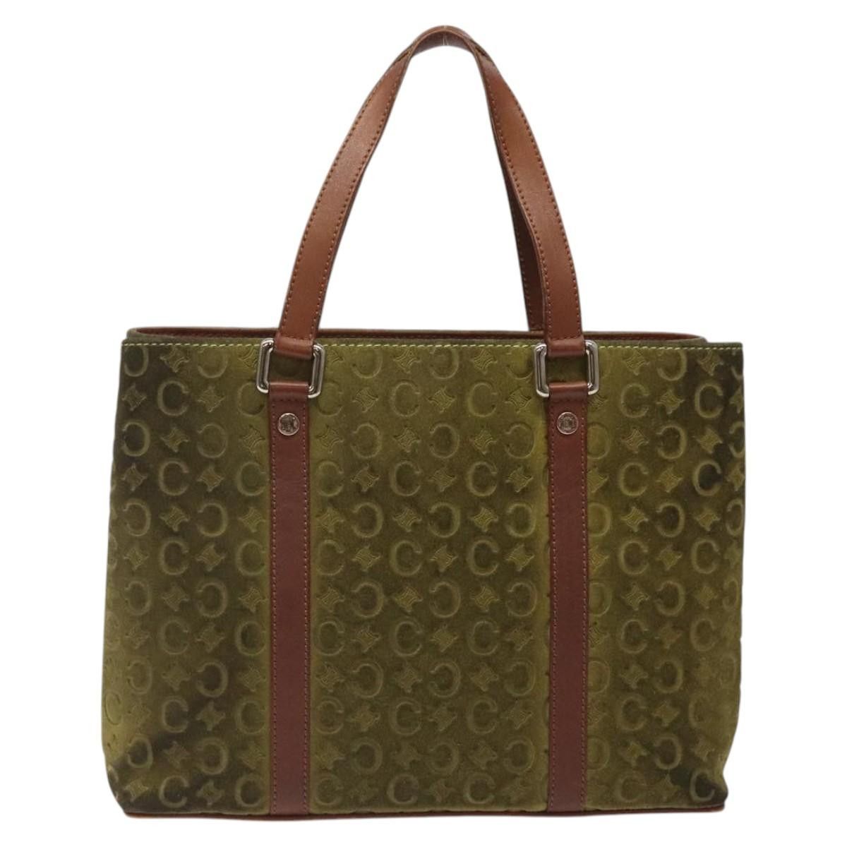 Celine CELINE C Macadam Canvas Hand Bag Suede Green Gold Size ONE SIZE - 2 Thumbnail