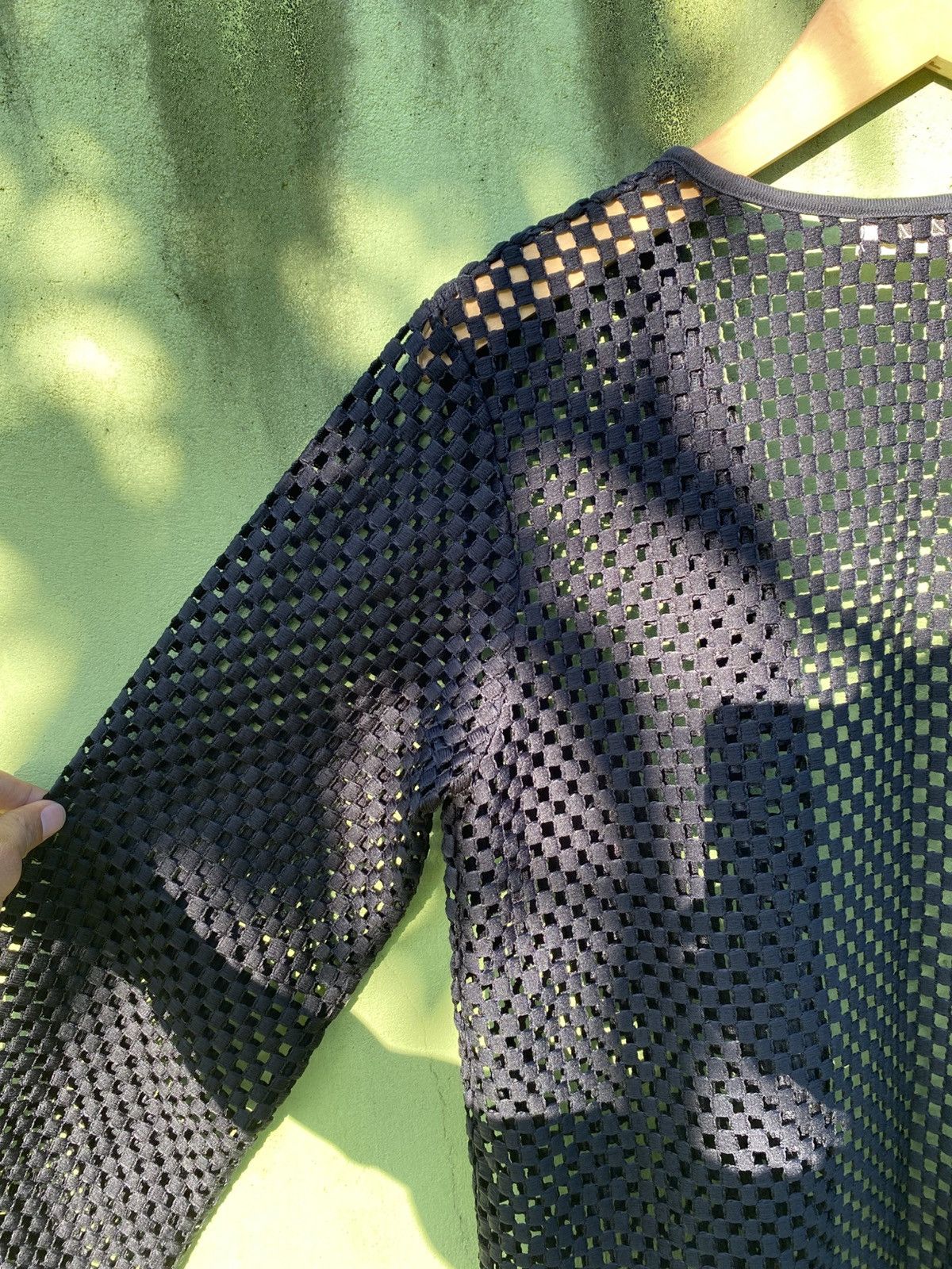 Japanese Brand Pour Quoi Sheer Black Mesh Cardigan Open Weave Layering Top Size US L / EU 52-54 / 3 - 10 Thumbnail