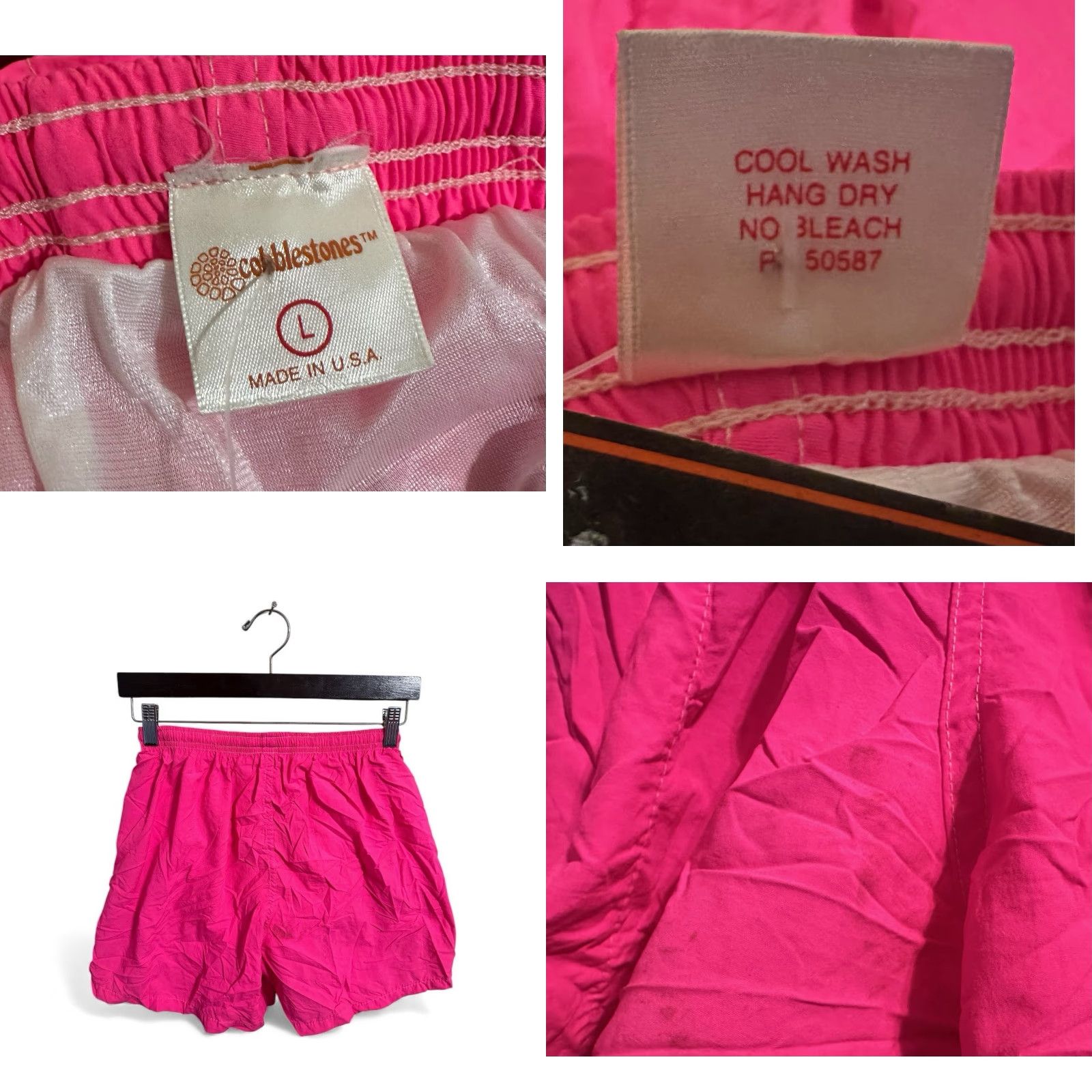 Vintage VINTAGE Cobblestones Athletic Shorts Mens L Pink 90s USA Made NWT Deadstock Nylon Athletic Drawstring Waist Pocketed Size US 33 - 8 Thumbnail