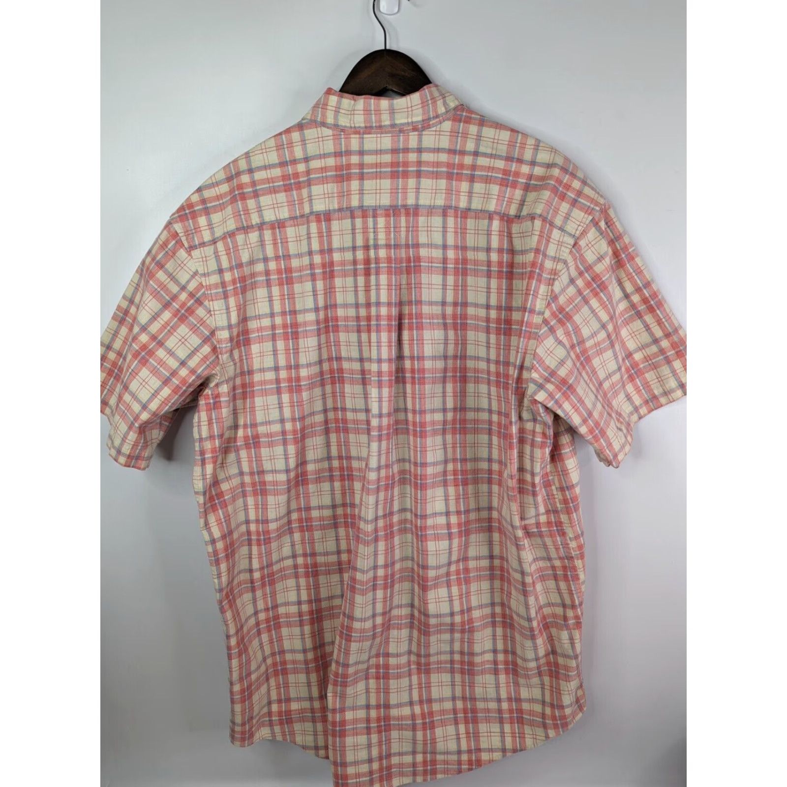 Vintage VINTAGE LL Bean Pink Plaid Sunwashed Canvas Short Sleeve Button Camp Shirt XLT #288700 Size US XL / EU 56 / 4 - 4 Thumbnail