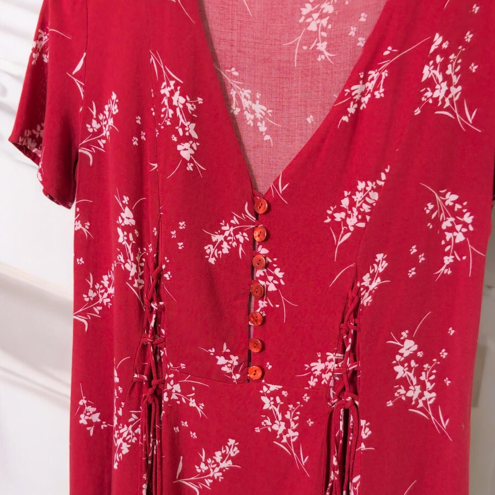 Designer Lottie Moss Floral Print Dress – Red XS Size XS / US 0-2 / IT 36-38 - 3 Thumbnail
