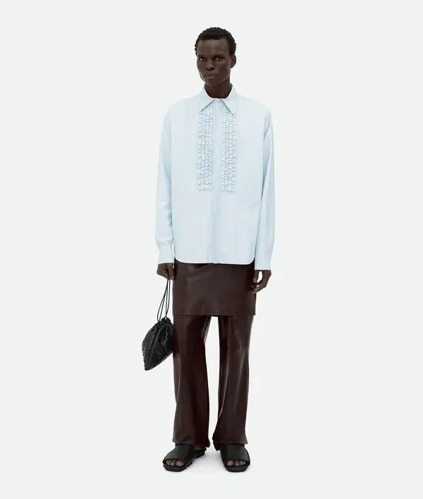 Bottega Veneta o1bcso1str0226 Leather Shirt in Light Blue Size US M / EU 48-50 / 2 - 4 Thumbnail