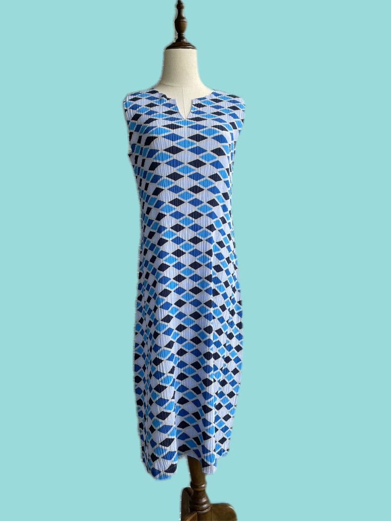 Issey Miyake Issey Miyake size:2 Blue geometric diamond-shaped dress Size M / US 6-8 / IT 42-44 - 3 Thumbnail