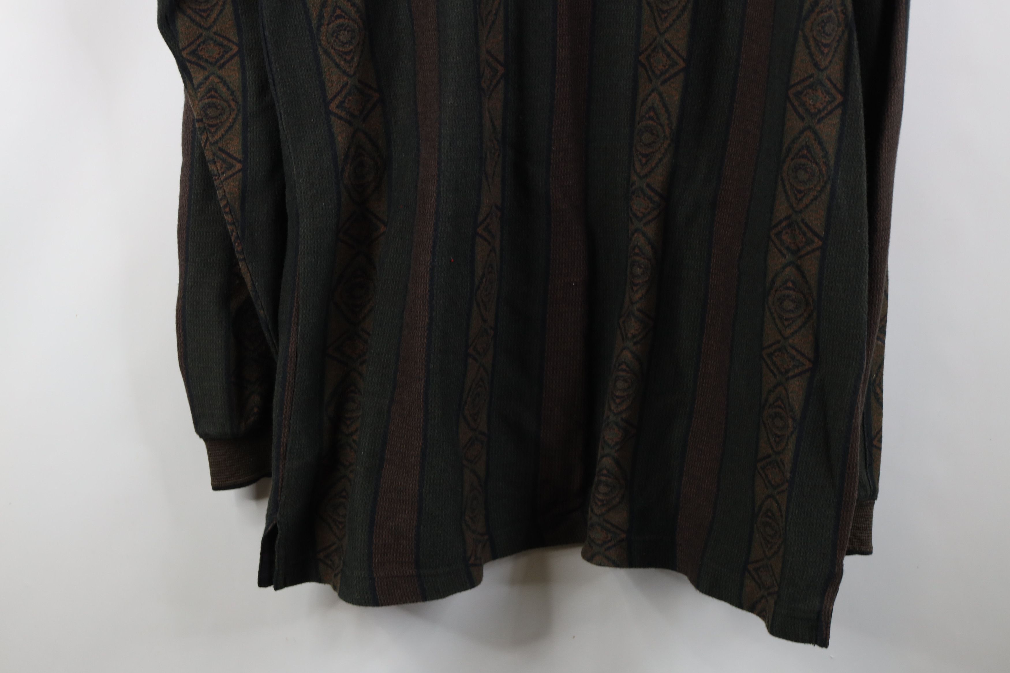 Vintage Vintage 90s Streetwear Geometric Knit Long Sleeve Polo Size US XL / EU 56 / 4 - 13 Thumbnail