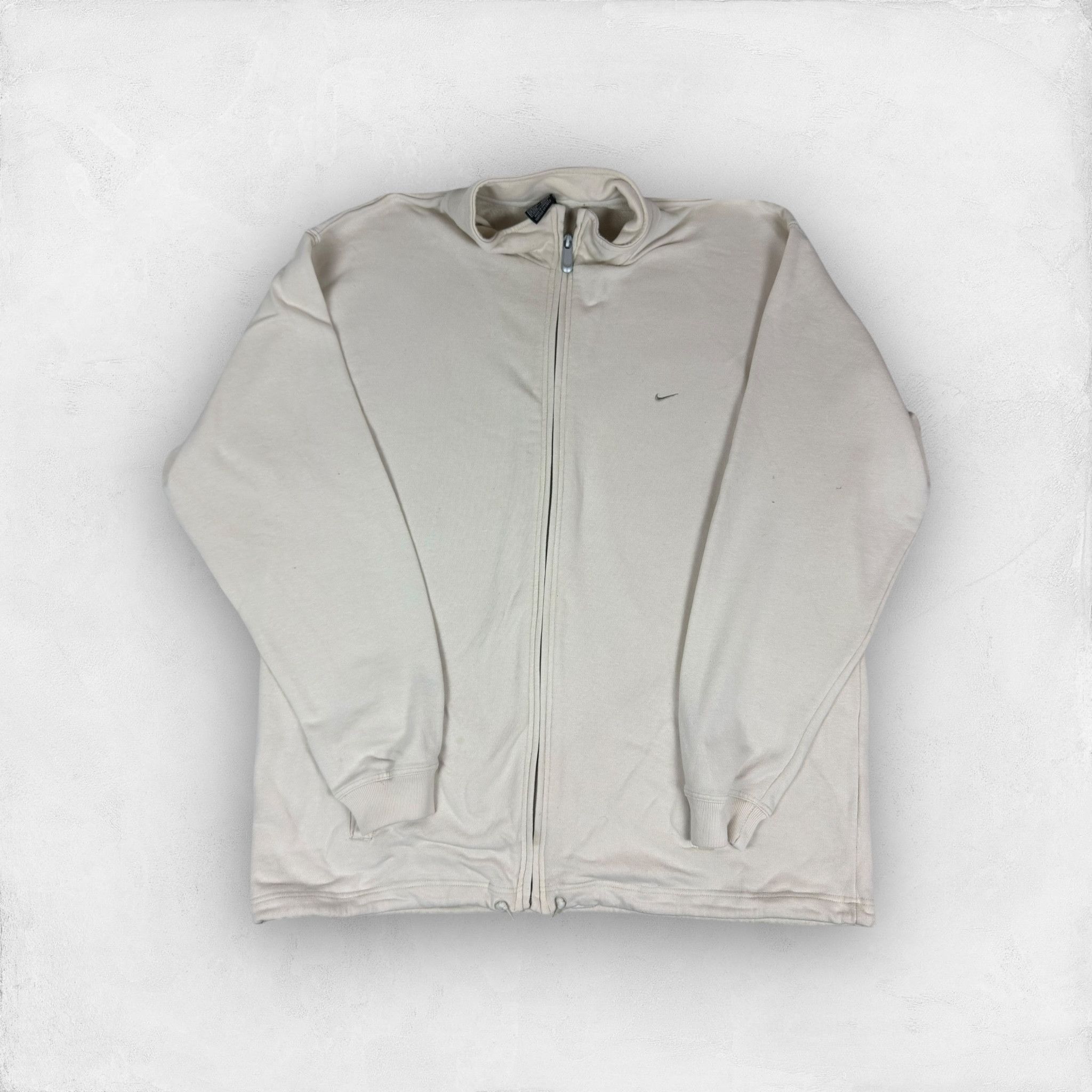 Nike × Vintage Nike Men's Beige Cotton Swoosh Pockets Full Zip Jacket Large Size US L / EU 52-54 / 3 - 1 Thumbnail