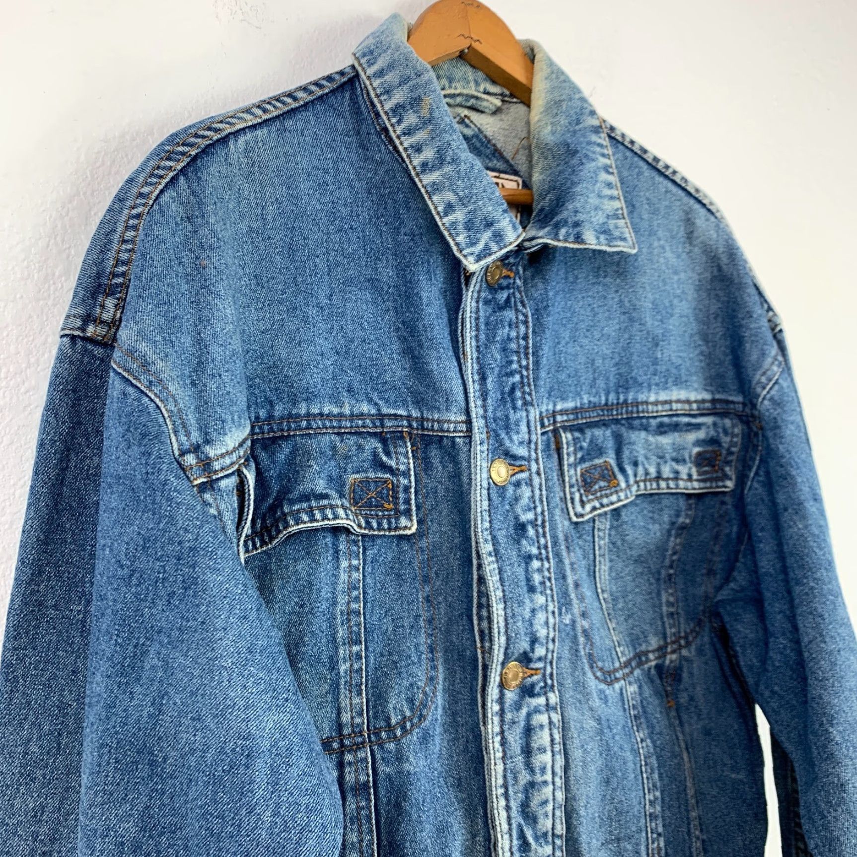Denime VINTAGE Rugged America Denim Jacket Denim Jacket Men L Blue 80s 90s Wear Size US 33 - 2 Thumbnail