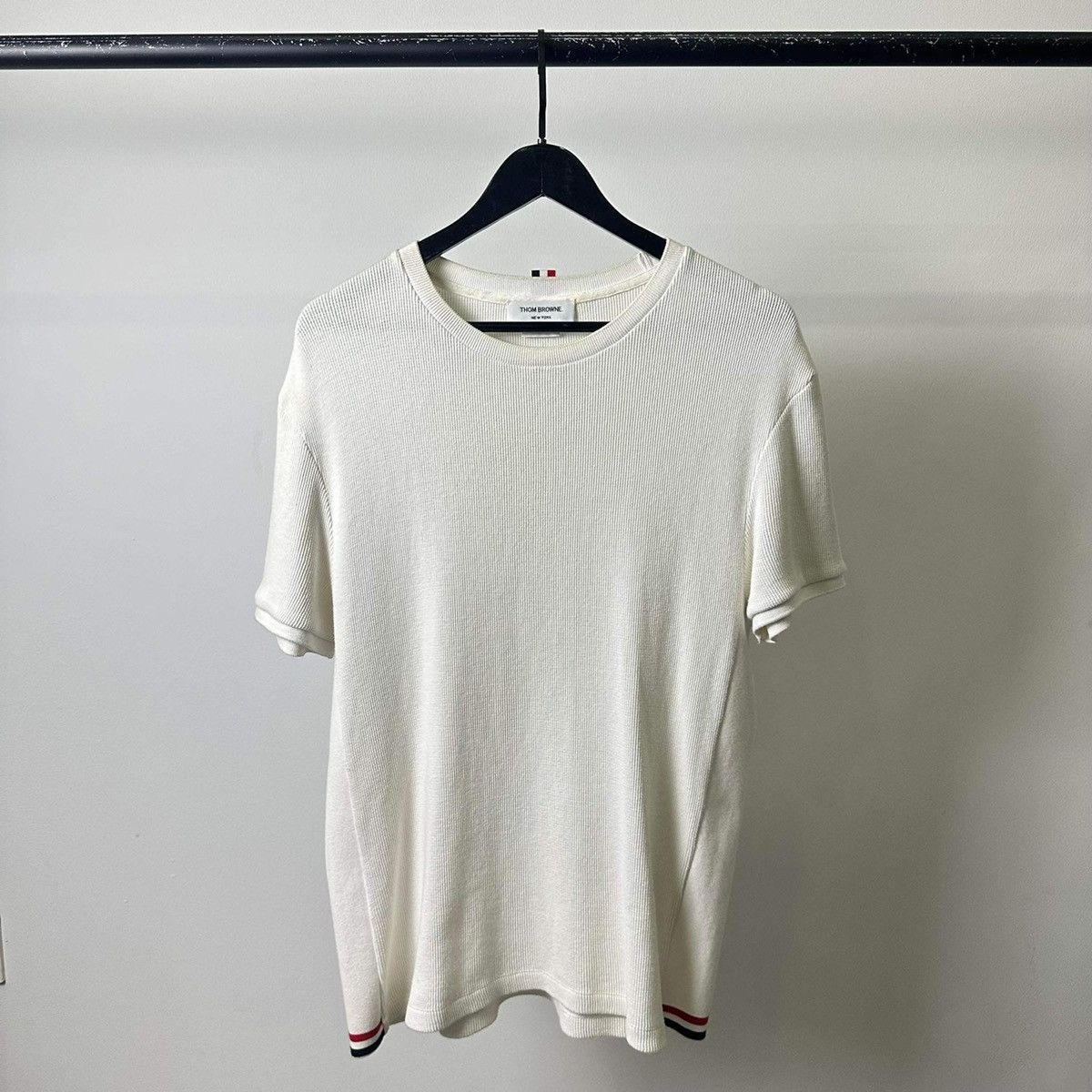 THOM BROWNE “SIDE STRIPES” WOOL T SHIRT