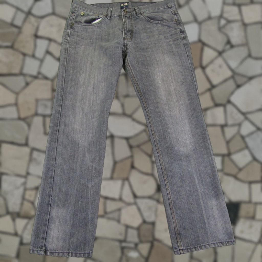Denime FUSAI Jeans Mens 36x32 Gray Denim Straight Leg Regular Fit Pants Size US 35 - 1 Thumbnail