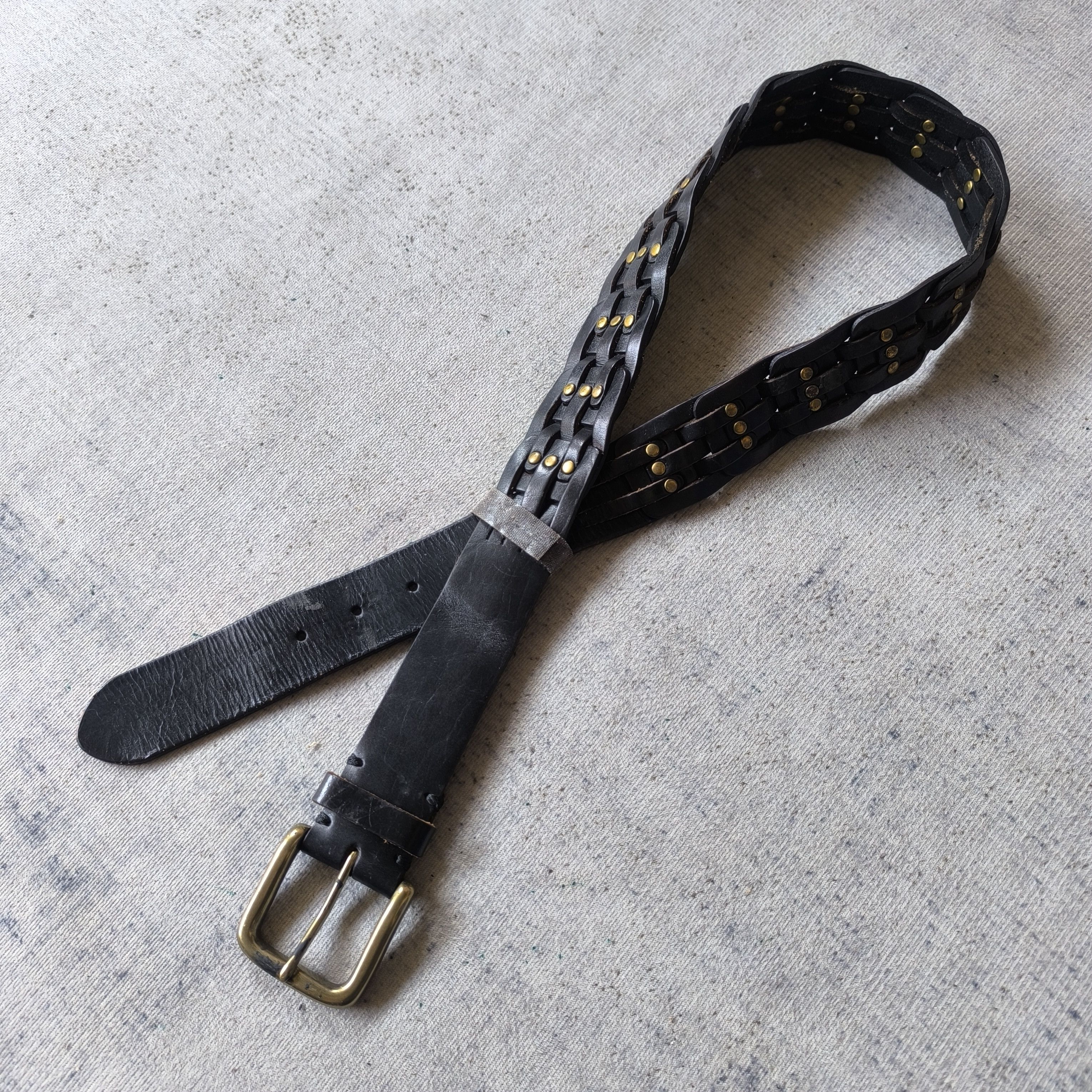 14th Addiction 🕸️Japan solid brass art stud punk style leather belt Size ONE SIZE - 8 Thumbnail