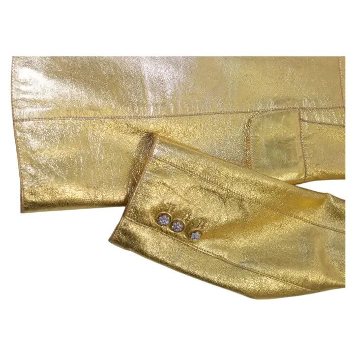 Moschino Moschino Cheap & Chic Gold Leather Three Button Blazer Size L / US 10 / IT 46 - 6 Thumbnail