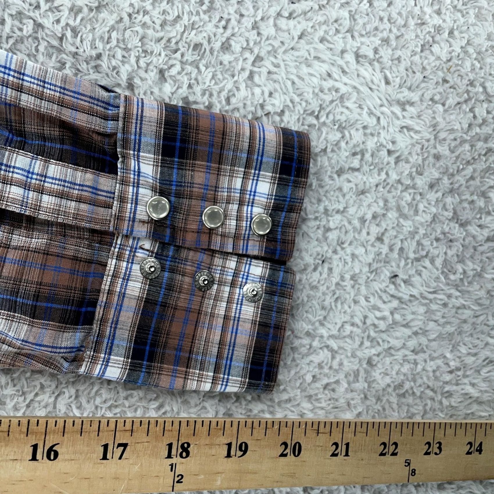 Wrangler Wrangler Western Shirt Mens M Brown Blue Plaid Long Sleeve Button-Up Collared Snap Pocket Size US M / EU 48-50 / 2 - 6 Thumbnail