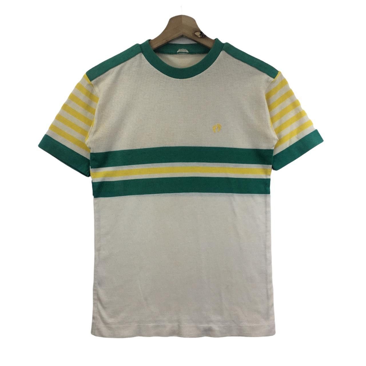 Vtg 80’ HANG TEN SURFING Hawaii Striped Tee Shirt Green