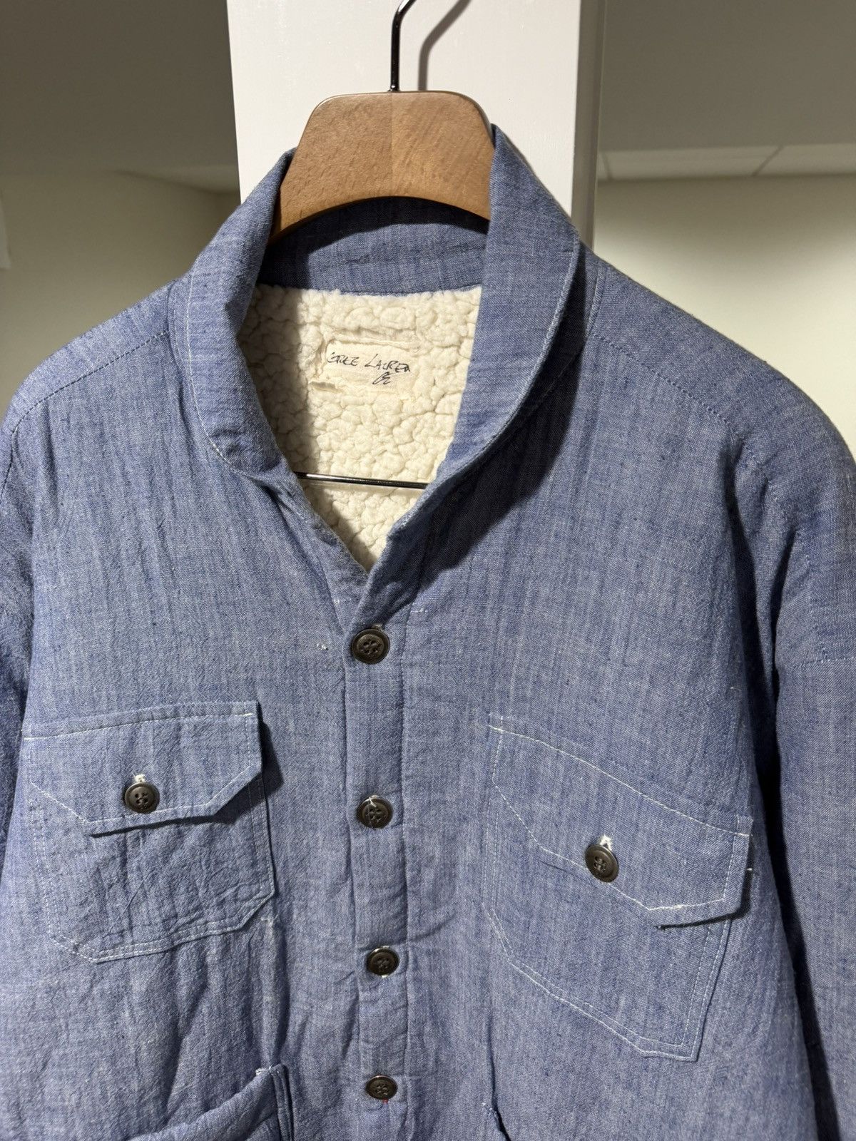 Greg Lauren Greg Lauren SS25 Blue Chambray Sherpa Lined Jacket Size US XL / EU 56 / 4 - 2 Thumbnail
