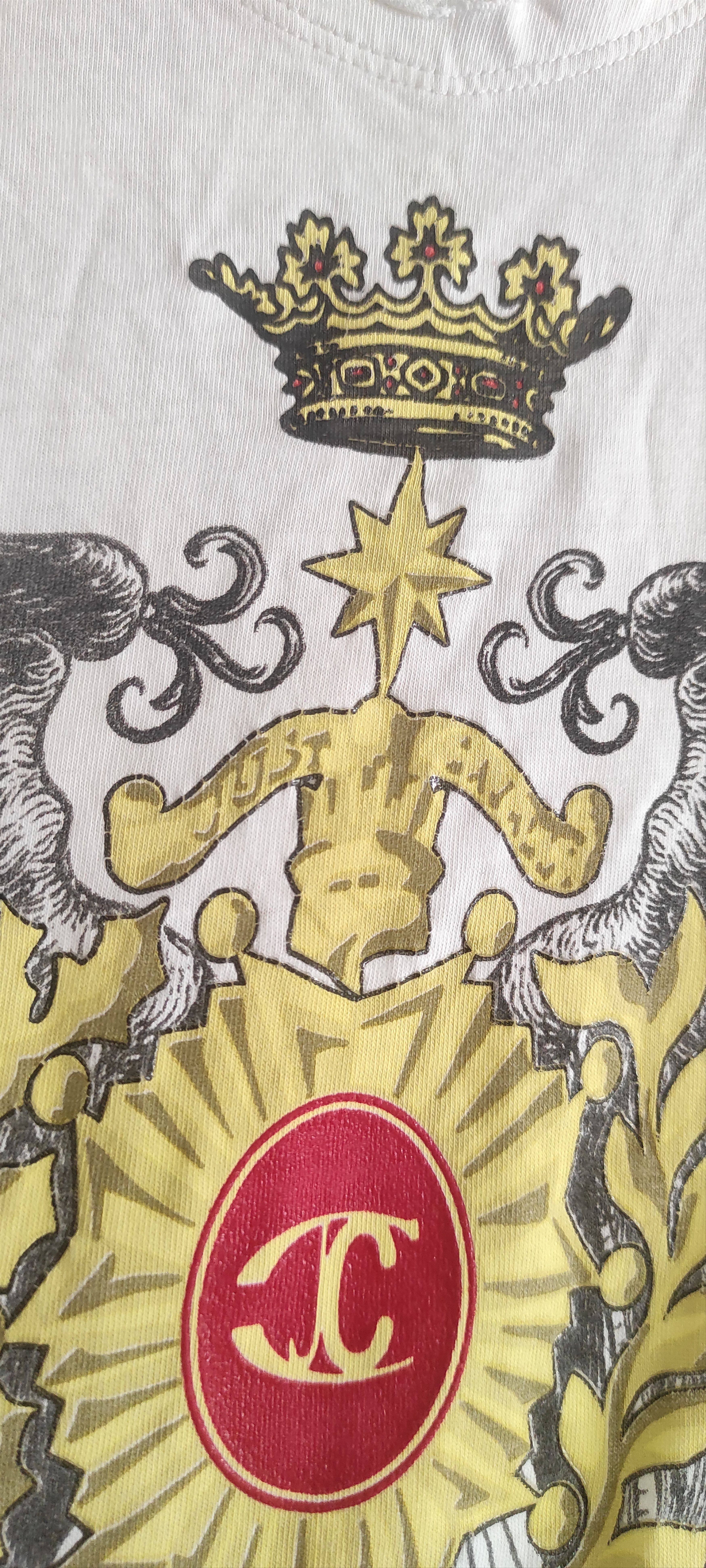 Just Cavalli Just Cavalli White Gold Printed Cotton Roundneck T-Shirt Size M / US 6-8 / IT 42-44 - 6 Thumbnail