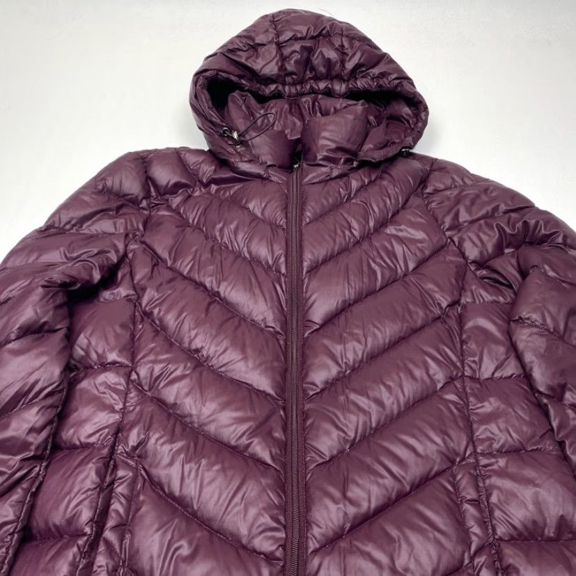 Calvin Klein Calvin Klein Down Puffer Jacket Womens Medium Maroon Long Hooded Packable Light Size M / US 6-8 / IT 42-44 - 5 Thumbnail