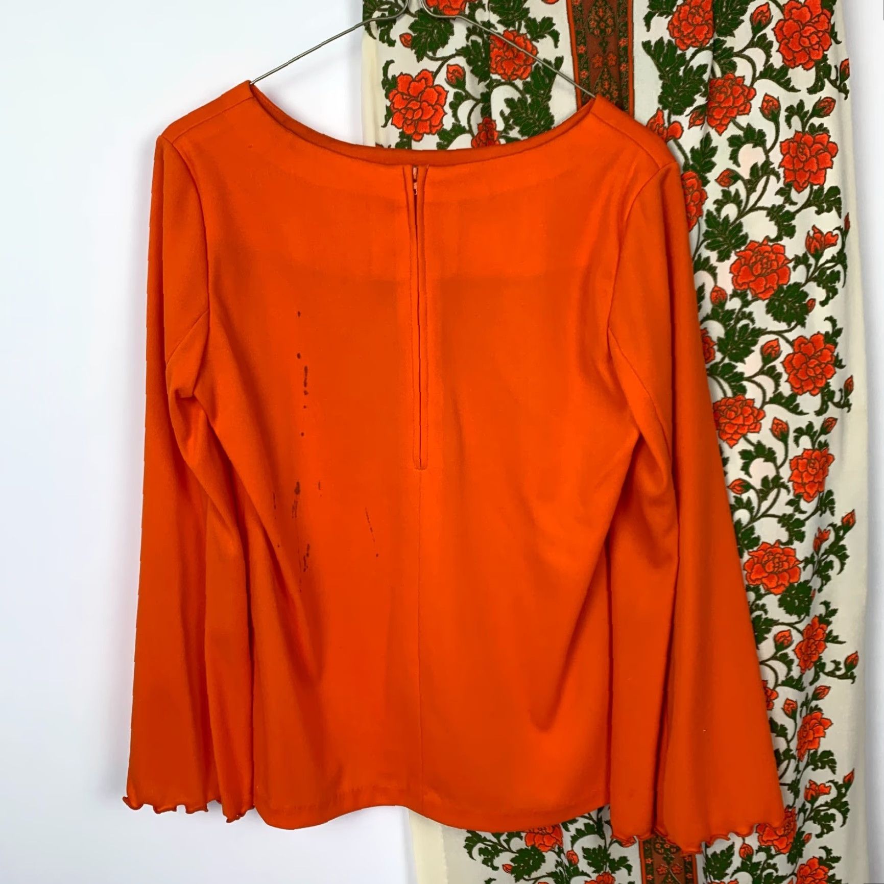 Vintage VINTAGE Miss Shaheen California Hawaii Floral Shirt Skirt Outfit 12 Orange 1960s Mod GoGo Polyester Women/Men? Size XL / US 12-14 / IT 48-50 - 4 Thumbnail