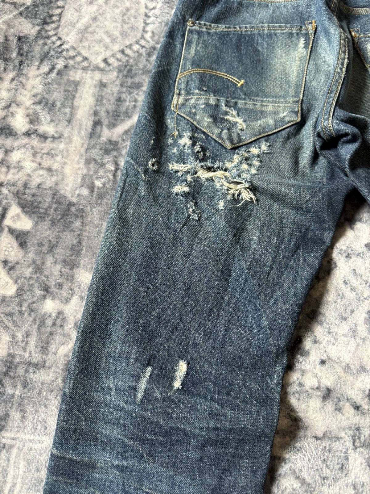 G-Star G Star Raw Distressed Radar Slim Stacked Jeans Size US 28 / EU 44 - 18 Thumbnail