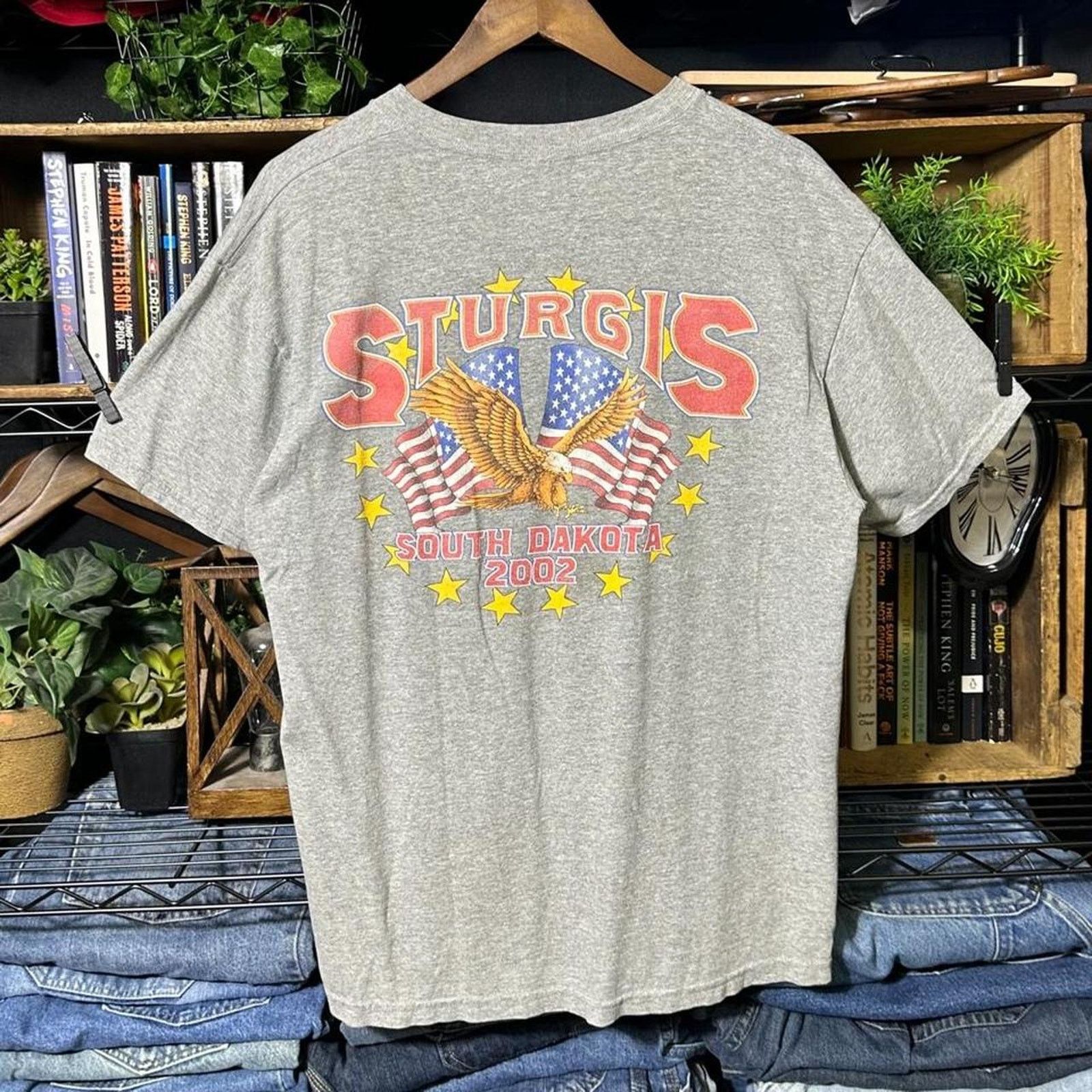 Delta Vintage Y2K 2002 Sturgis South Dakota Biker Tee Shirt Gray Size US L / EU 52-54 / 3 - 1 Thumbnail