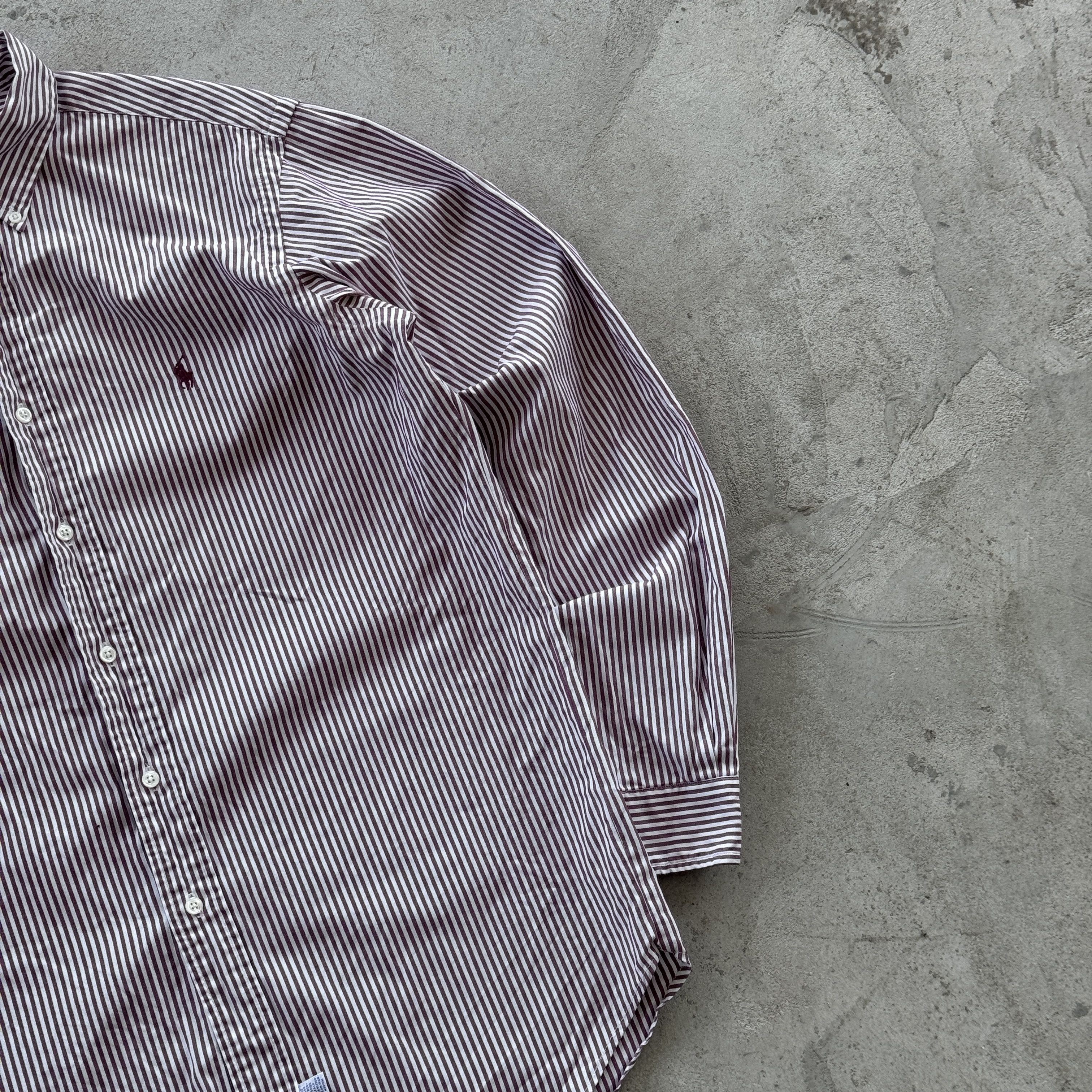 Polo Ralph Lauren Polo Ralph Lauren Striped Shirt 16.5 Large Burgundy Size US L / EU 52-54 / 3 - 2 Thumbnail