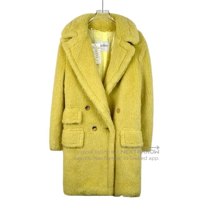 Max Mara Max Mara Yellow Teddy Alpaca Wool Double Breasted Coat Size M / US 6-8 / IT 42-44 - 1 Thumbnail