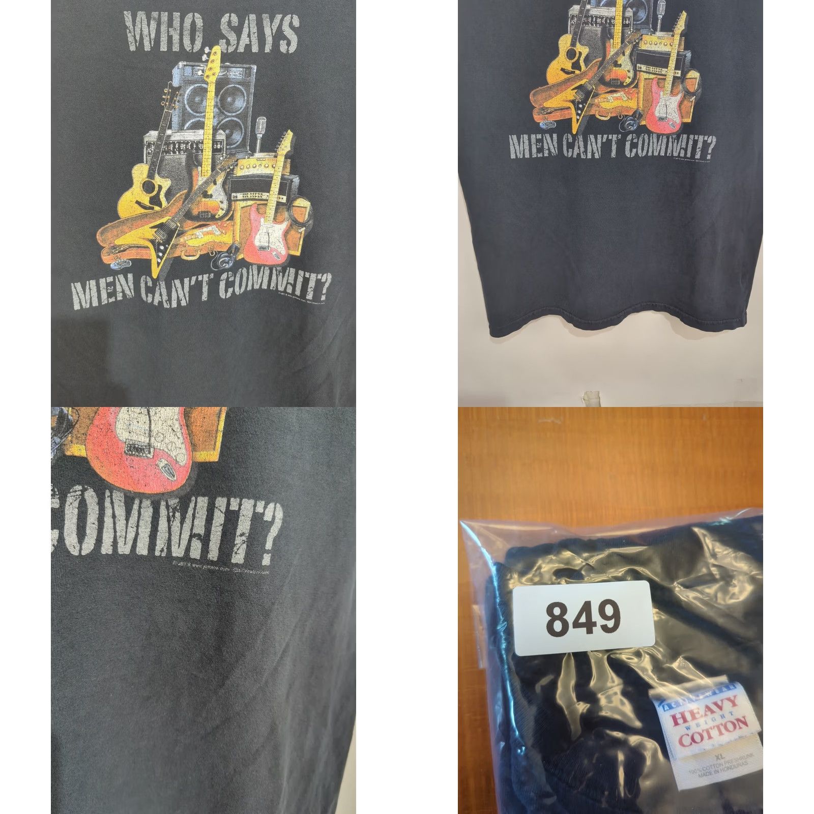 Gildan VINTAGE Gildan Heavy Cotton T-Shirt Guitar Men XL Black Double-Sided Graphic Print Logo Short Sleeve Crew Neck Y2K Vintage Music Size US XL / EU 56 / 4 - 9 Thumbnail