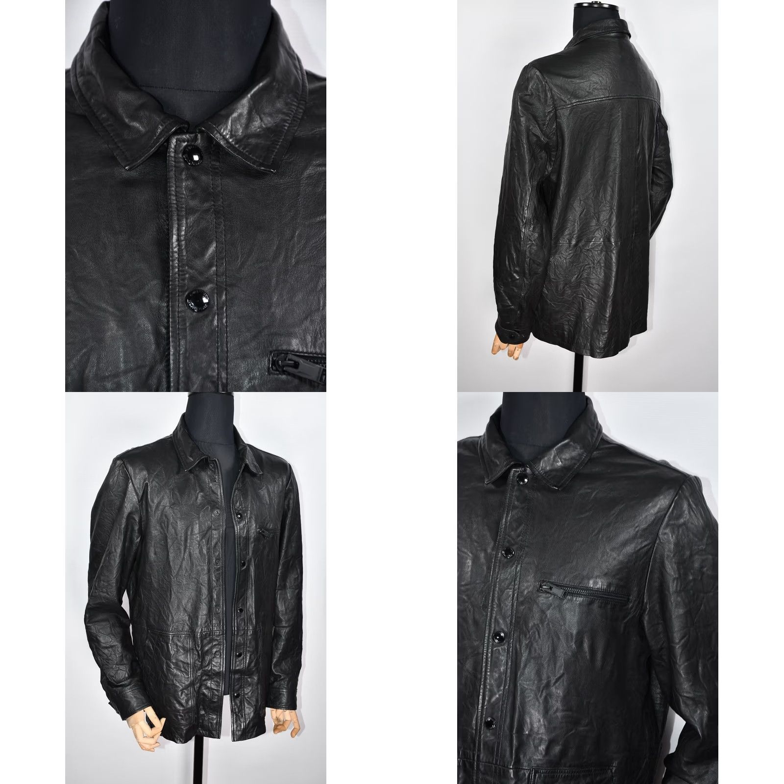 Zadig & Voltaire ZADIG & VOLTAIRE Blade Crinkle Leather Jacket L Women Black Snap Closure Casual Large Leather Jacket Size L / US 10 / IT 46 - 8 Thumbnail