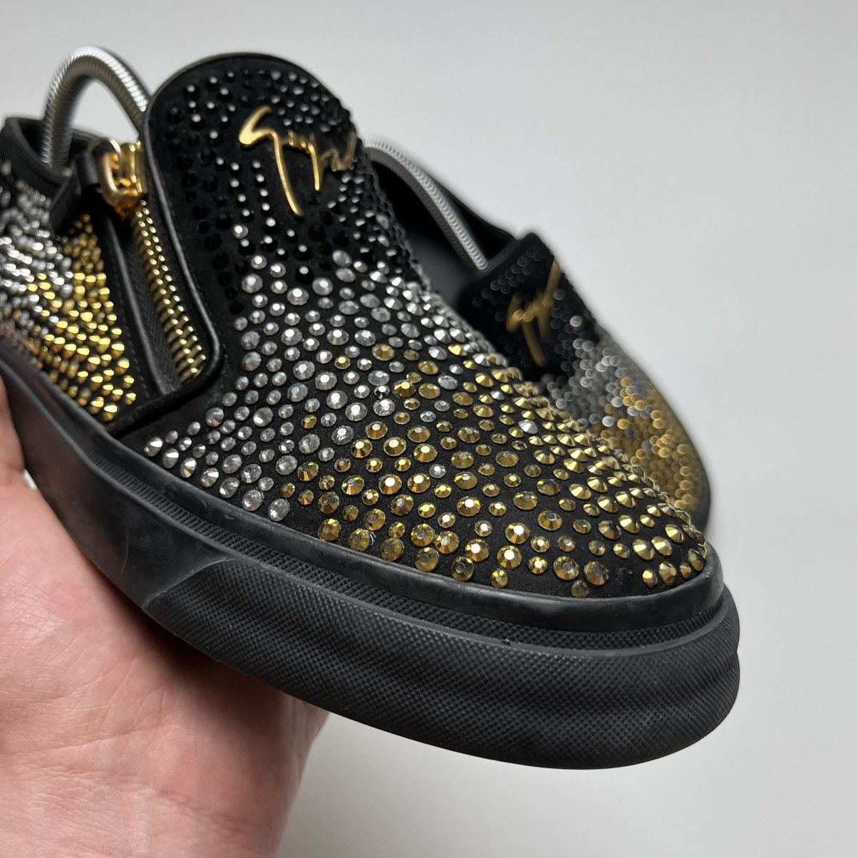 Giuseppe Zanotti Giuseppe Zanotti Suede Embellished Eve Slip-On Sneakers Size US 9 / IT 39 - 2 Thumbnail