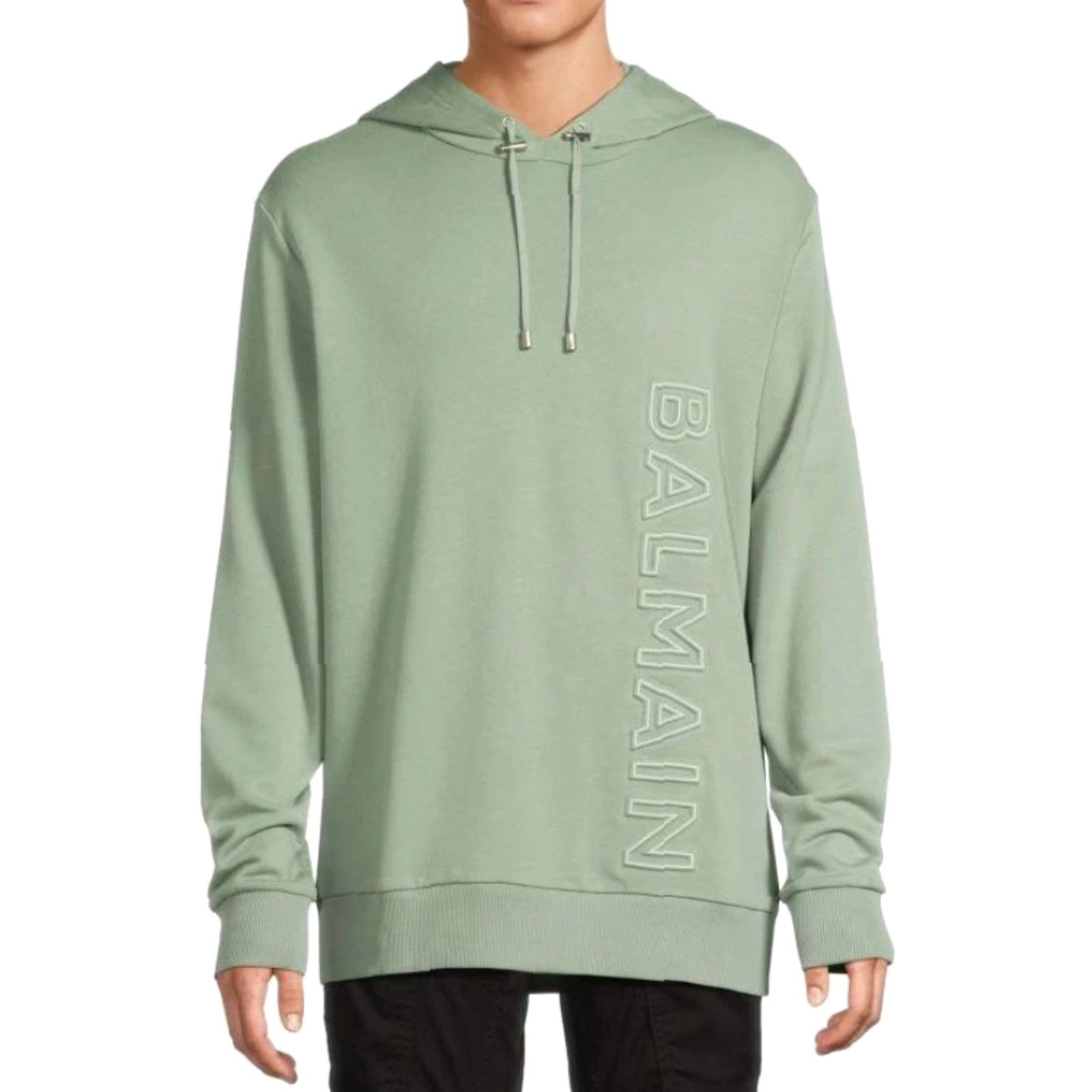 Balmain VINTAGE Balmain Paris Logo-Embossed Green Terry Hoodie L Mens Hoodie Logo Paris Green L Regular Pullover Size US L / EU 52-54 / 3 - 3 Thumbnail