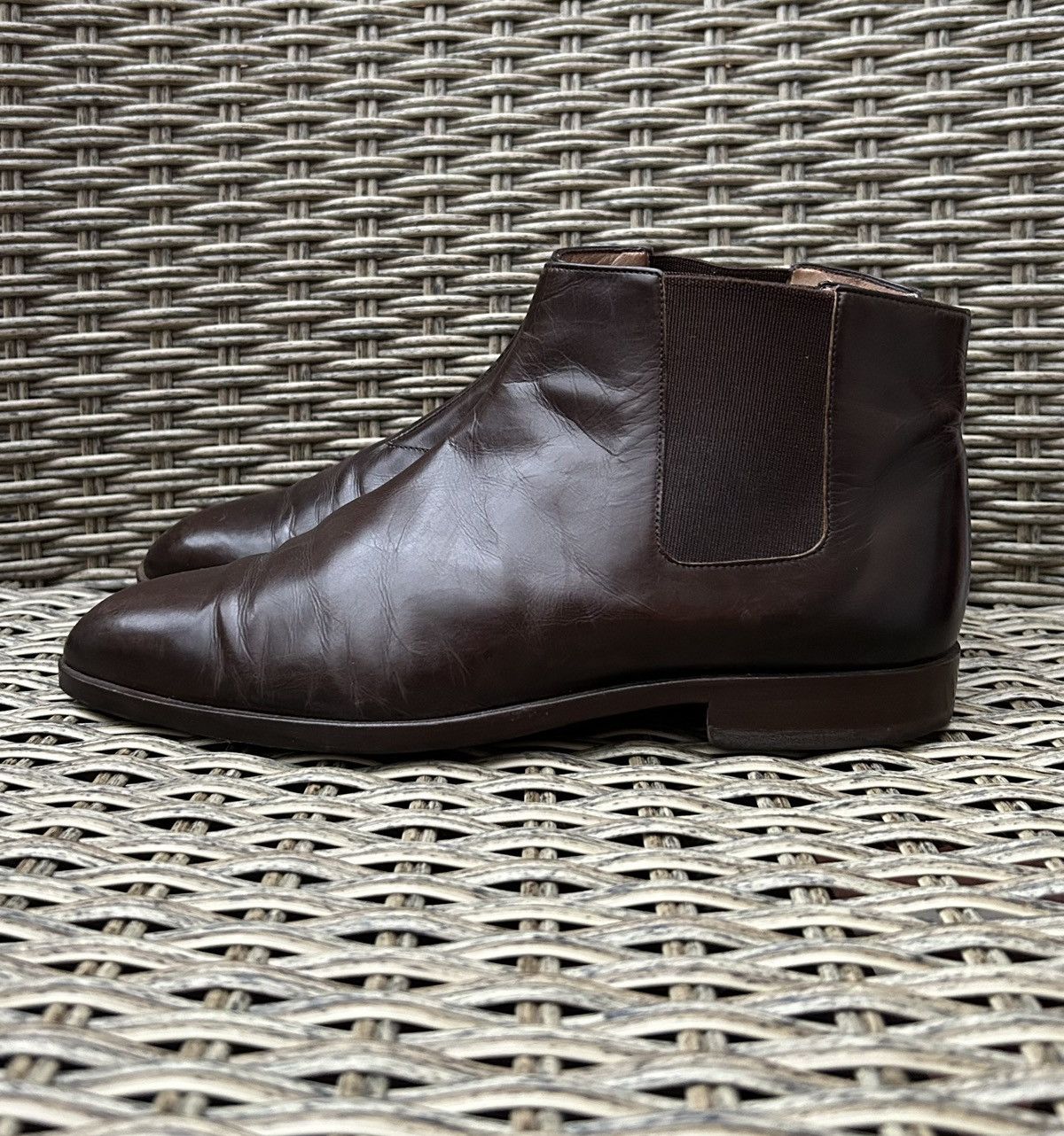 Jil Sander × Vintage Vintage Jil Sander + Leather Brown Ankle Chelsea Boots Size US 5.5 / IT 35.5 - 1 Thumbnail