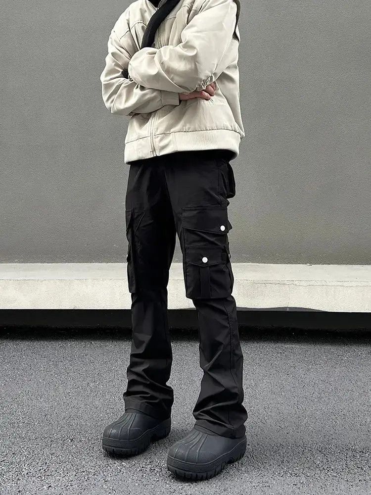 Japanese Brand Black multi pocket micro flared casual pants Size US 32 / EU 48 - 1 Thumbnail